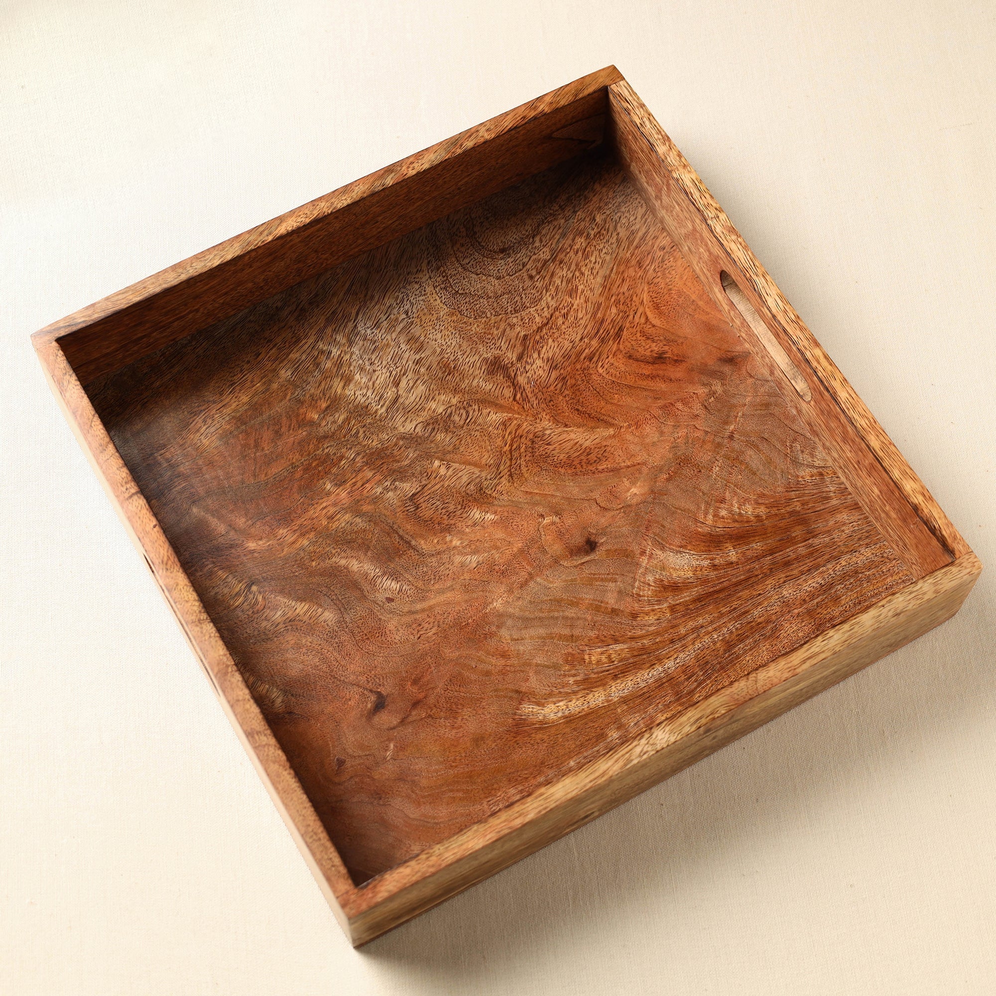 HAVELI CHRONICLES Brown - Handcrafted Mango Wooden Serving Tray (12 x 12 in) - view 3