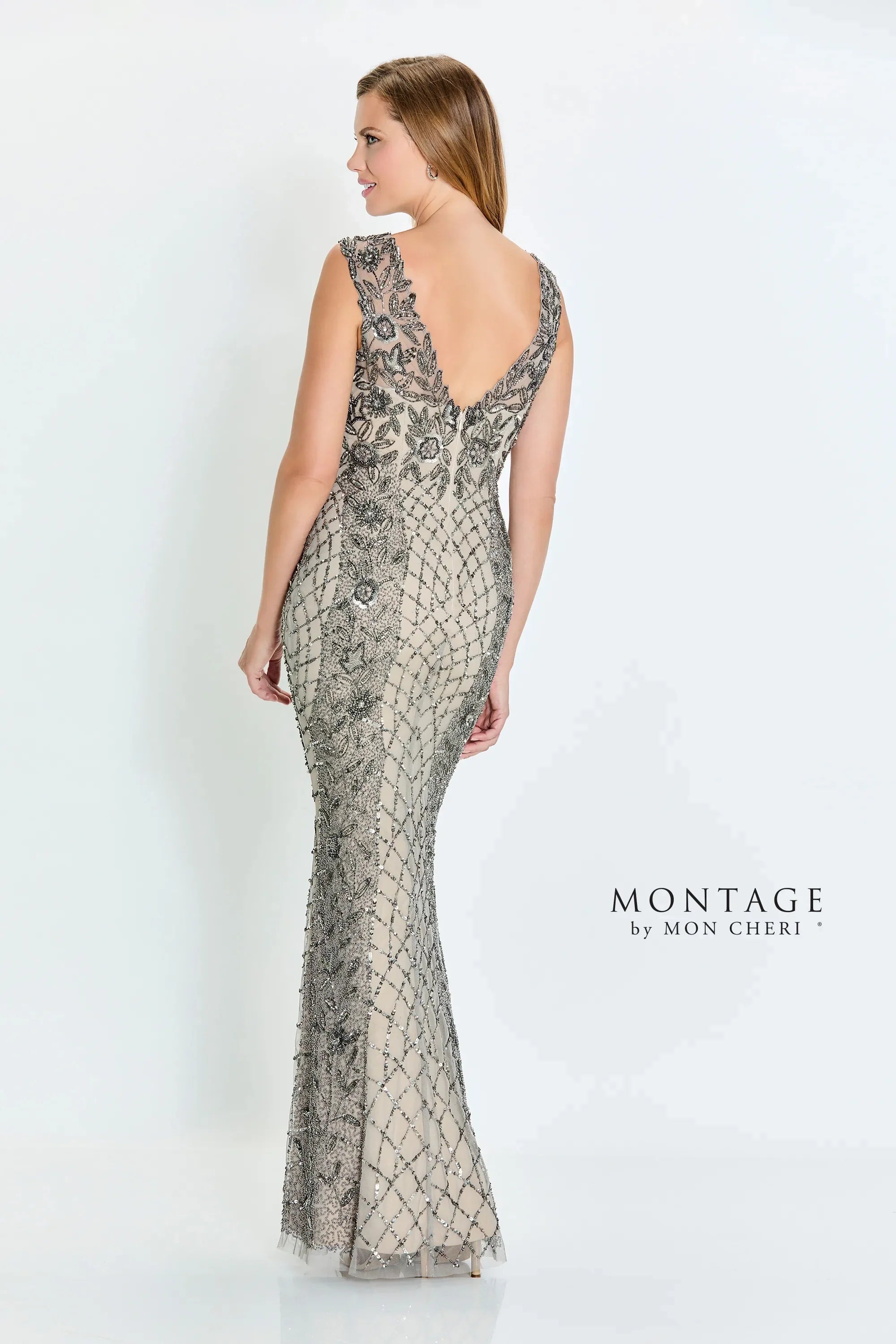 Montage M533 Formal Long Beaded Sequin Evening Dress - view 2