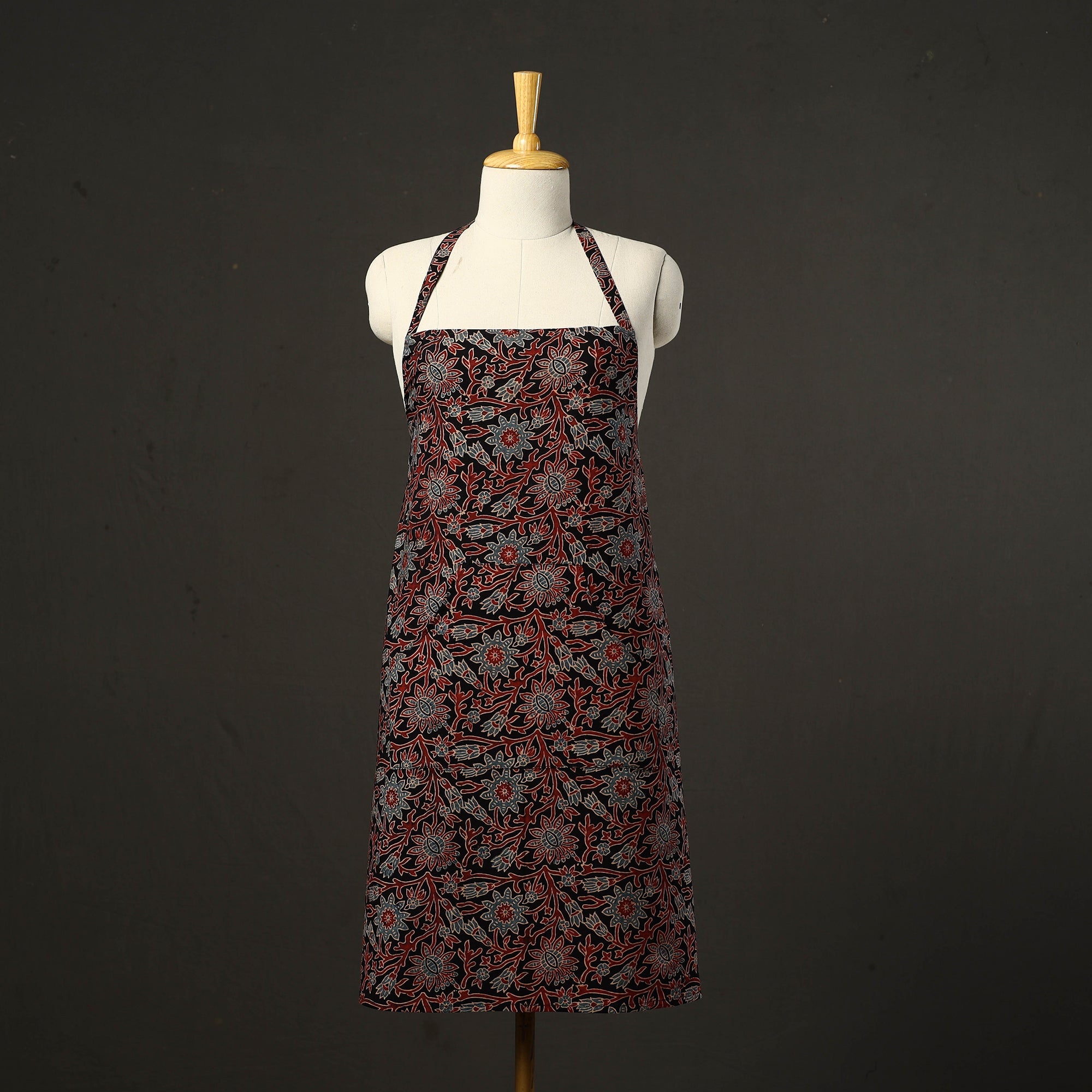 JALPARI Black - Ajrakh Block Print Cotton Apron with Pocket 47