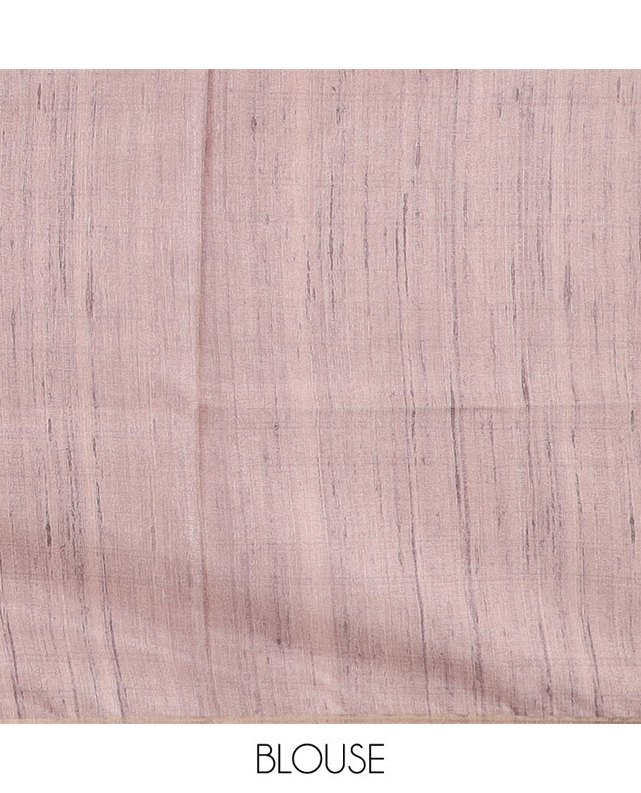 Pothys Violet zig zag striped semi-banaras tussar saree with contrast zari border & striped pallu - view 2
