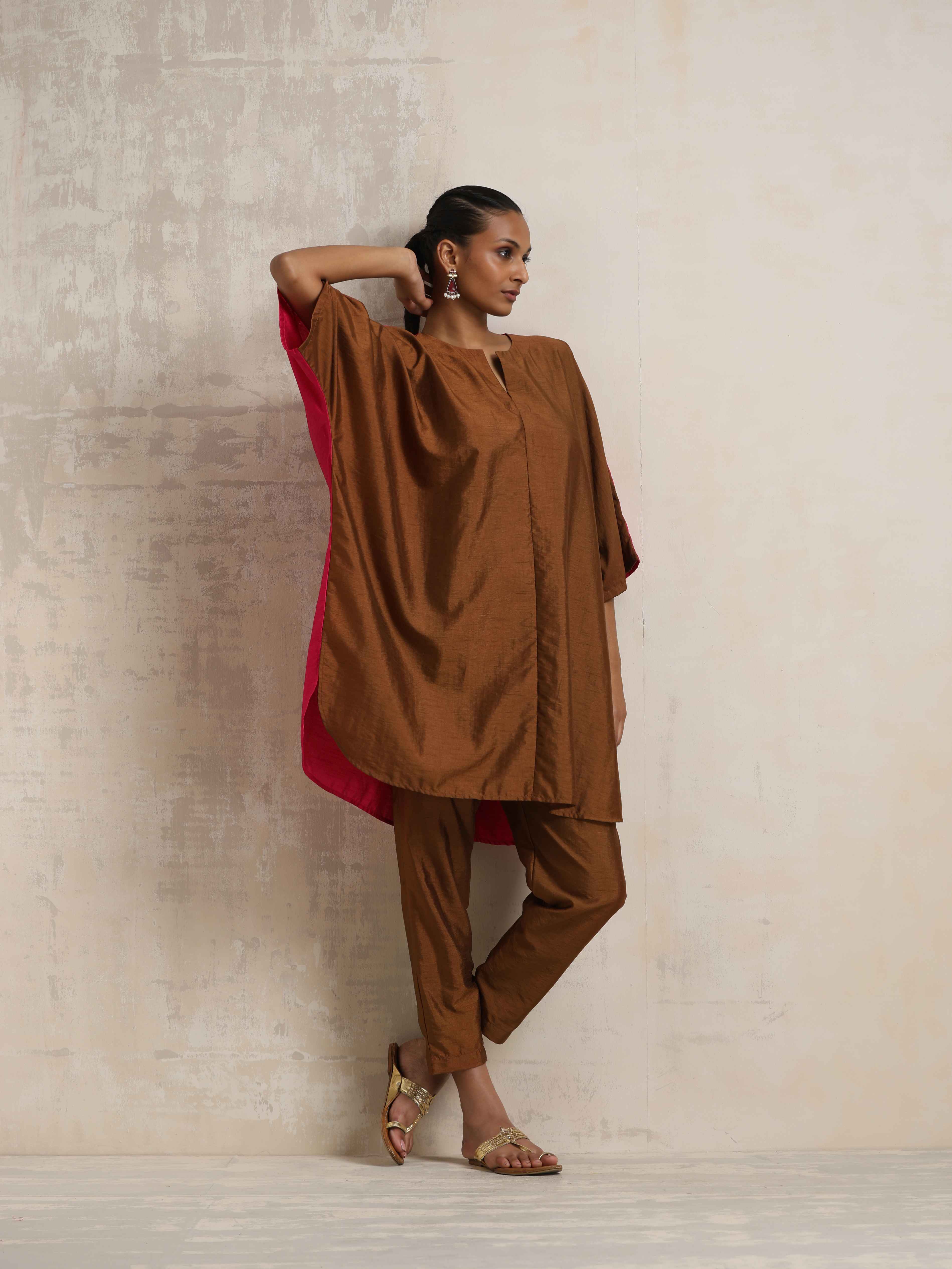 trueBrowns Brown Silk Co-ord Set - view 4