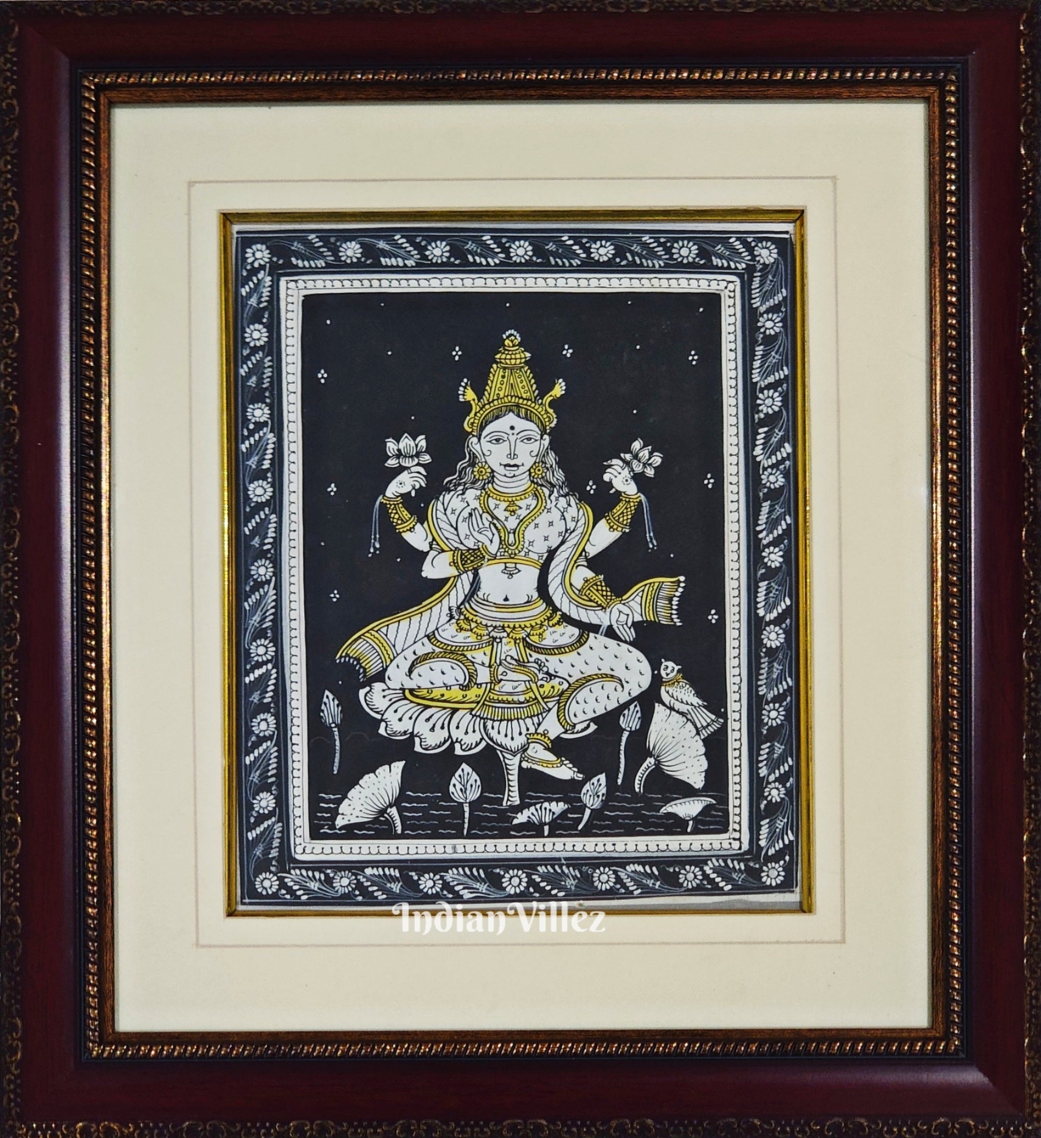 IndianVillèz Laxmi Pattachitra Painting For Home Wall Art Decor ( With Frame)