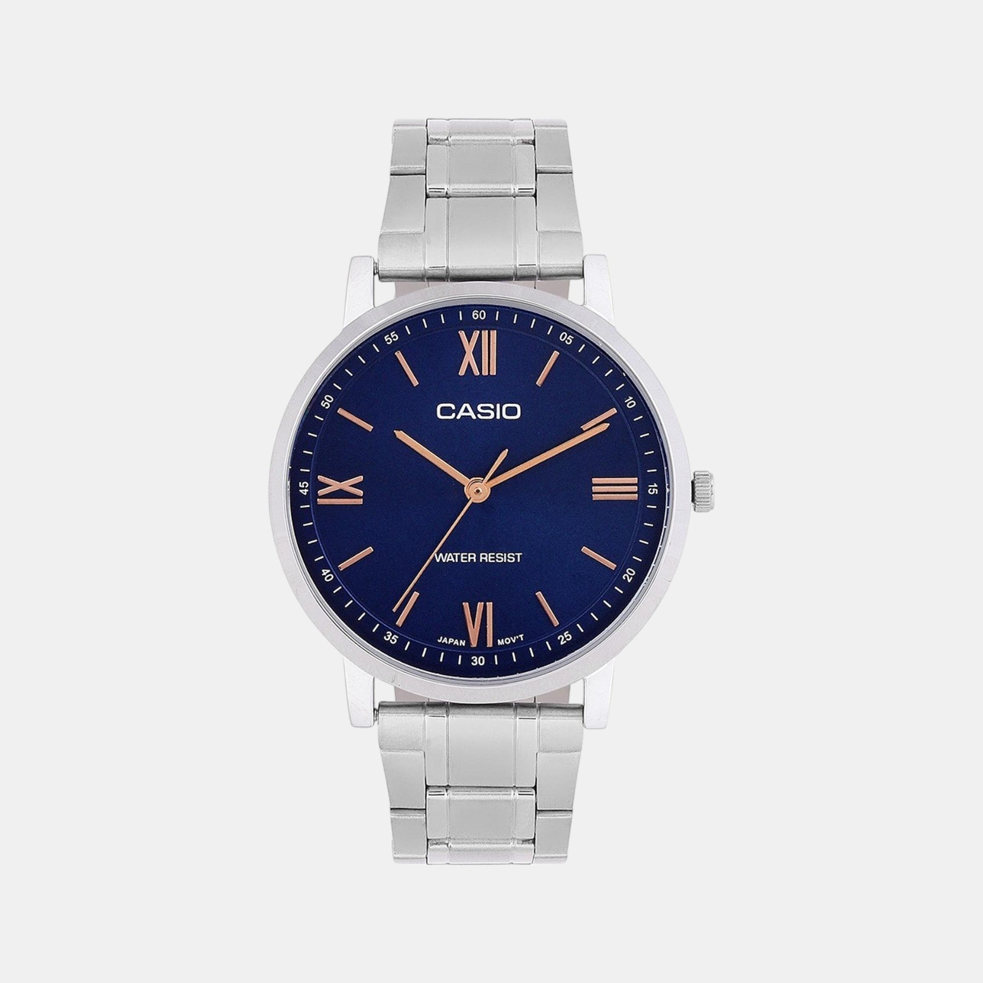 Casio Enticer Men Quartz Blue Dial Analog Stainless Steel Watch A2154