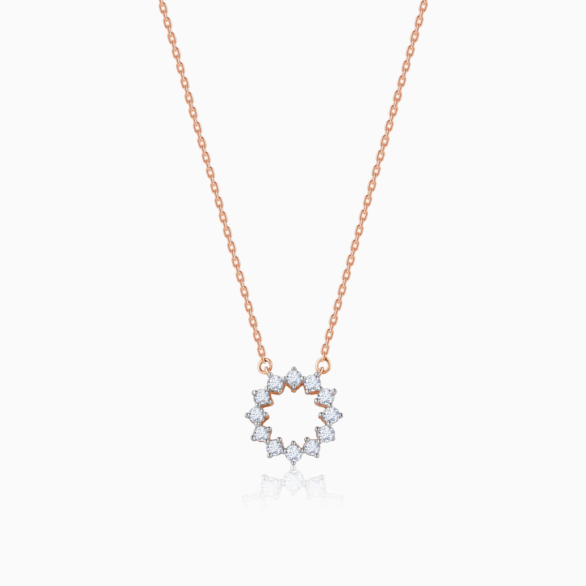 GIVA Jewellery Rose Gold Aureole Diamond Necklace