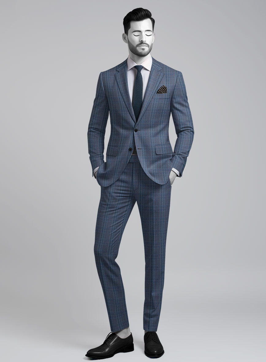 StudioSuits Napolean Canzo Glen Blue Wool Suit