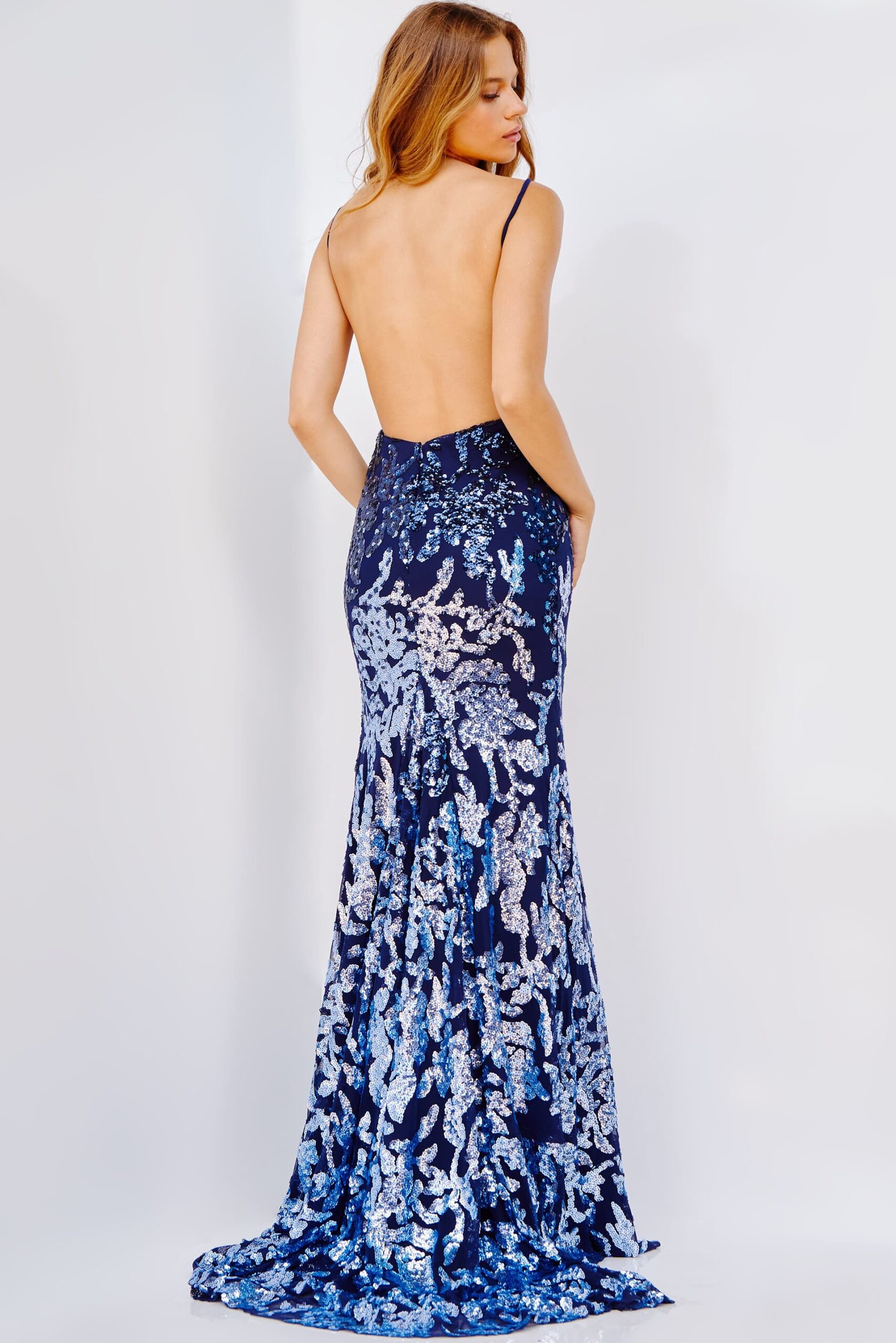 Sequin Fitted Sleeveless Slit Gown by Jovani 09749 - view 2