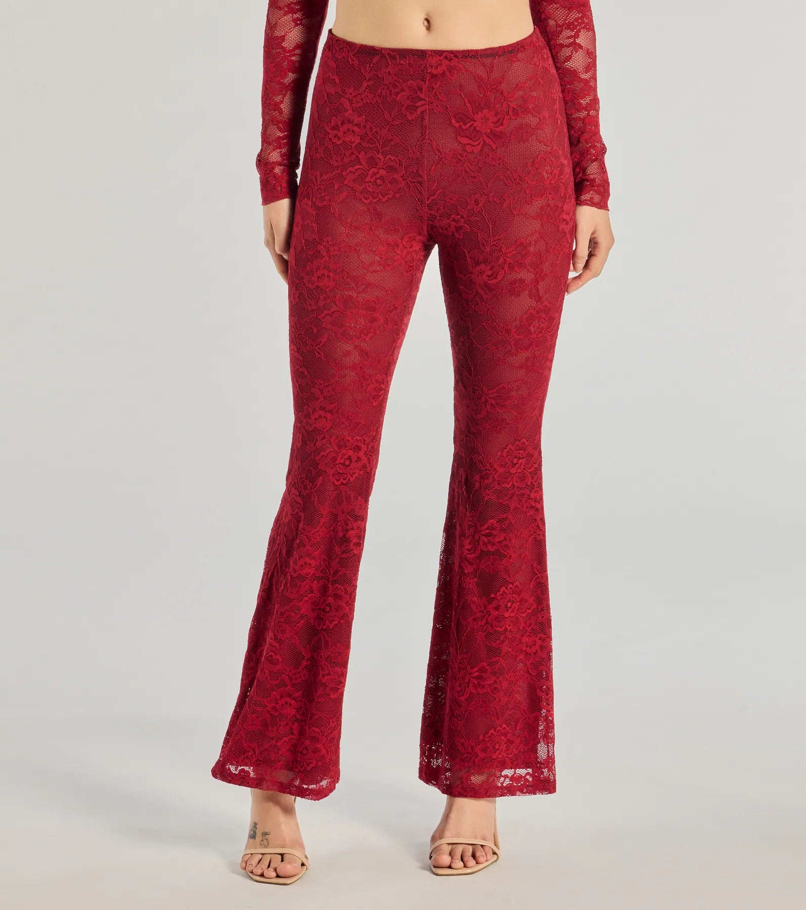 Windsor Delicate Flair Floral Lace Flared Pants - view 4