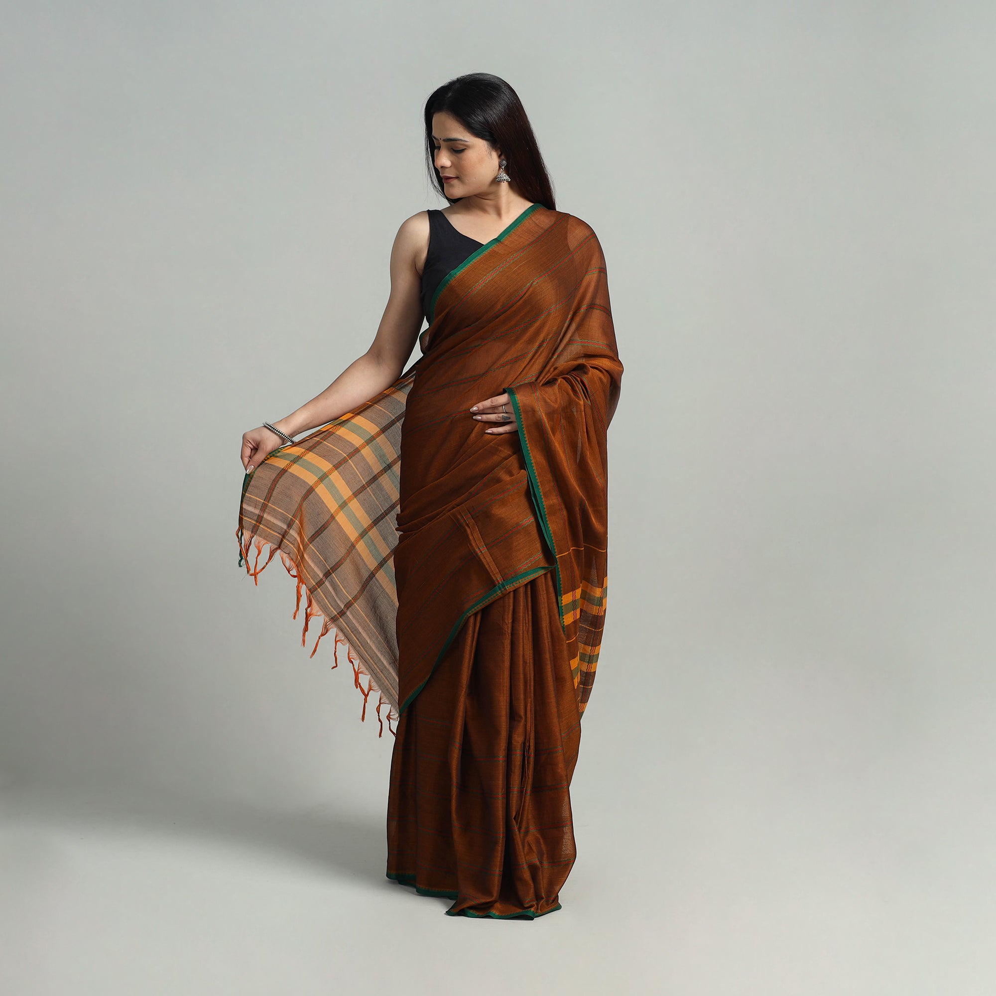 SOUTH KARGHA Brown - Mercerised Cotton Dharwad Saree 03 - view 2