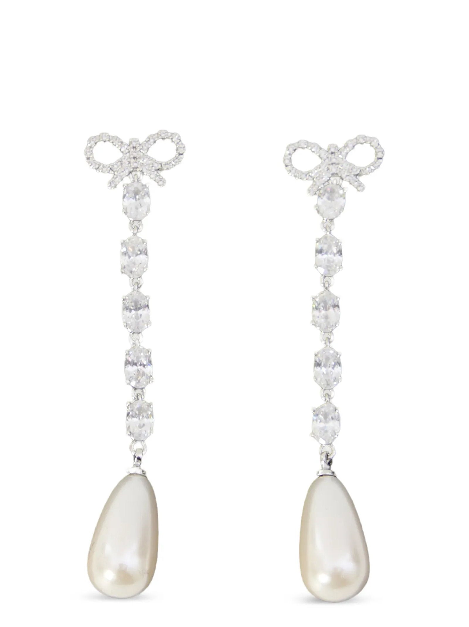 Self-Portrait Bow Pearl Droplet Earrings – 100% copper - view 3