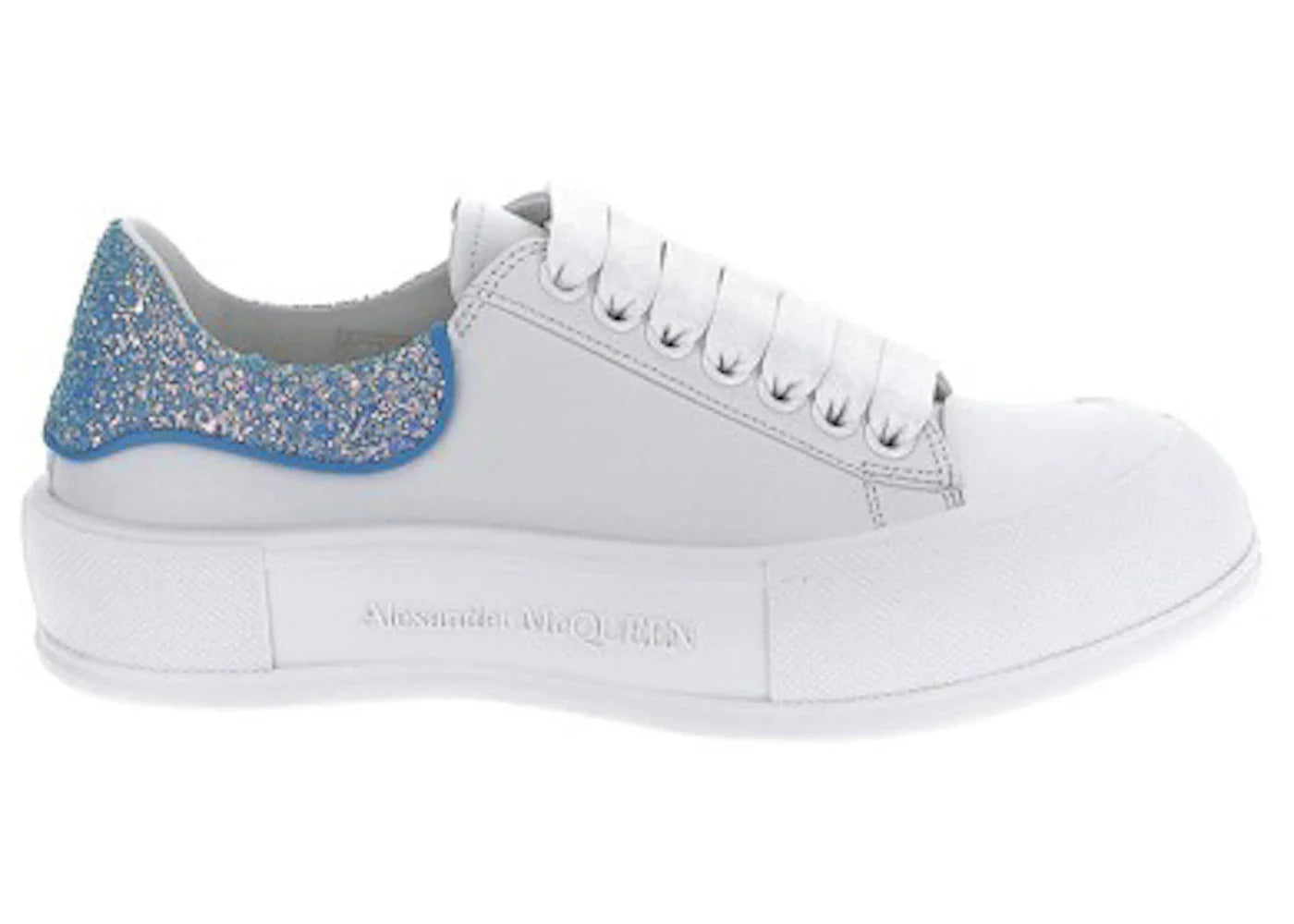 Alexander Mcqueen Deck Plimsol White Blue Glitter (Women'S)