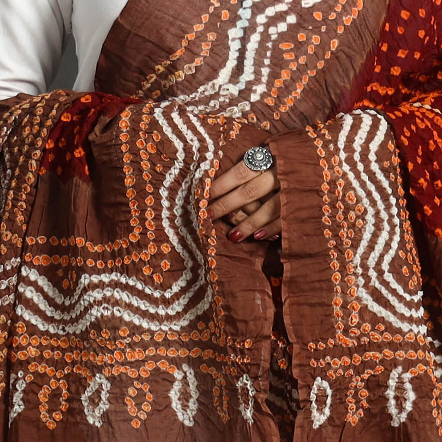 KACHCHH JI CHHAAP Brown - Kutch Tie-Dye Cotton Bandhani Dupatta 12 - view 4