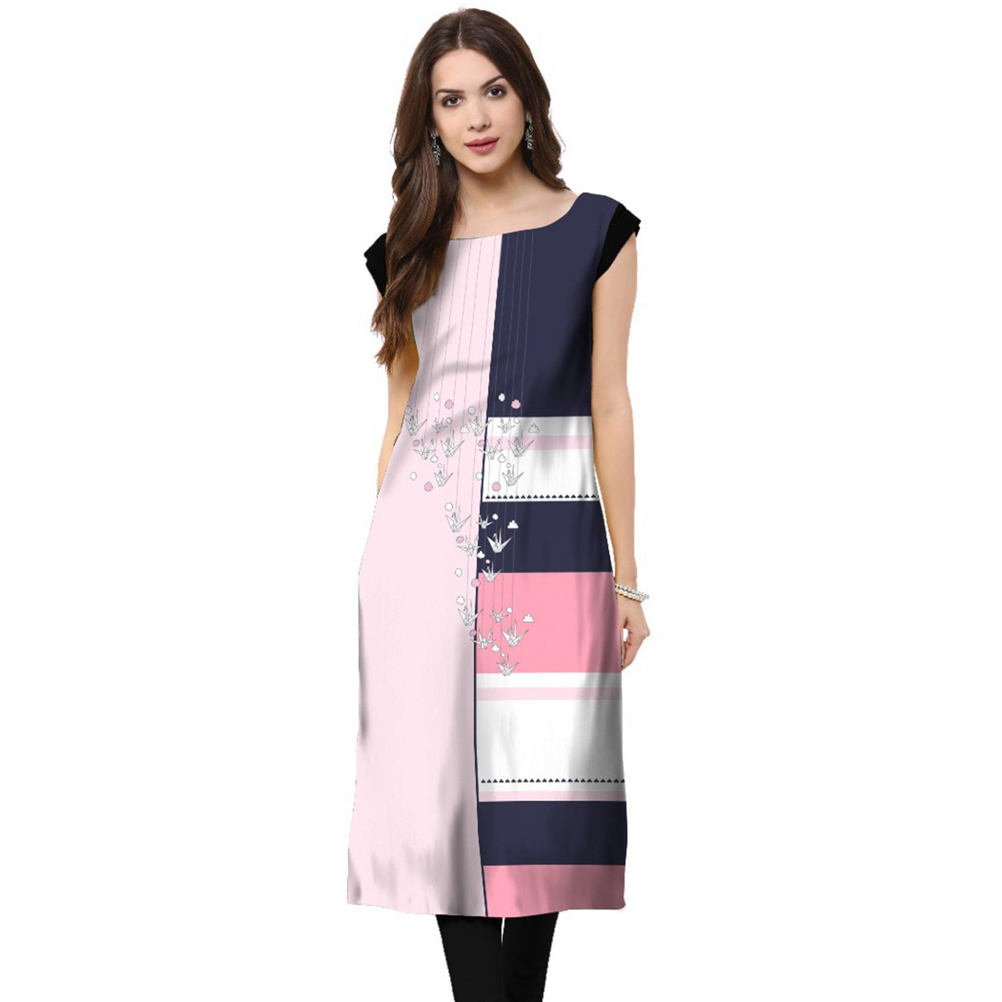 Peachmode Seller Multi Color Casual Wear Digital Printed Crepe Kurti