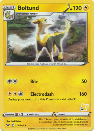 Pikachu stamp ba02-pik16 – Pokémon Boltund - 76/202 - Rare - Pikachu Stamp [ba02-PIK16] [Non-Holo]
