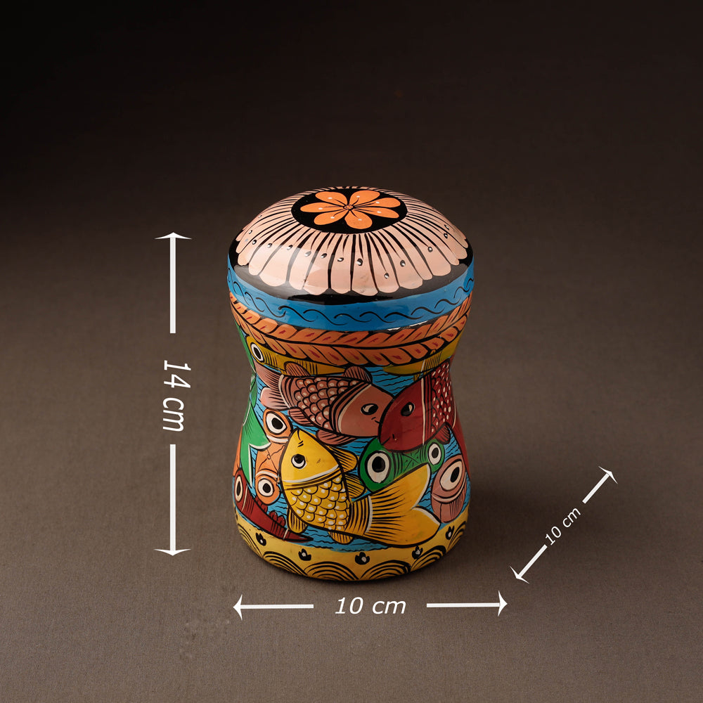 AAYAAS Bengal Patua Handpainted Stainless Steel Multi Utility Canister 39 - view 4
