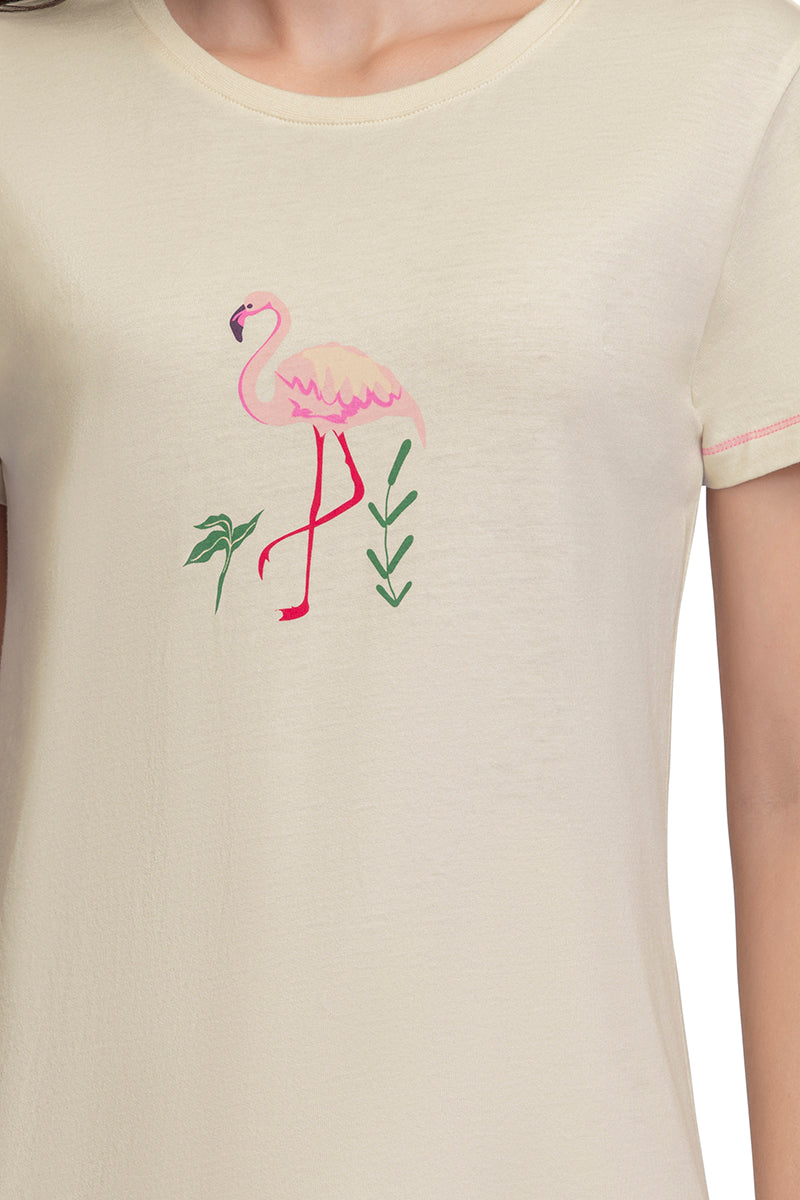 Amante Scoop Neck Sleep Tee - Whitesmoke - view 5