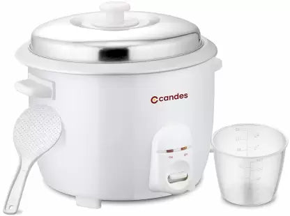 Candes Aroma Easy Cook Electric Rice Cooker with Steaming Feature (1.8 L, White) (B2B)