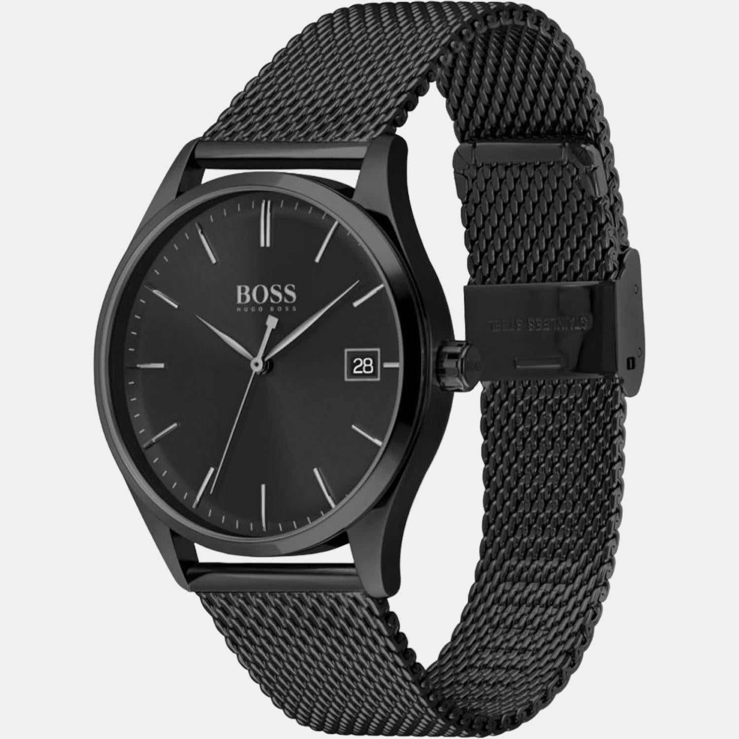 Boss Commissioner Men Quartz Black Dial Analog Stainless Steel Watch 1513877 - view 2