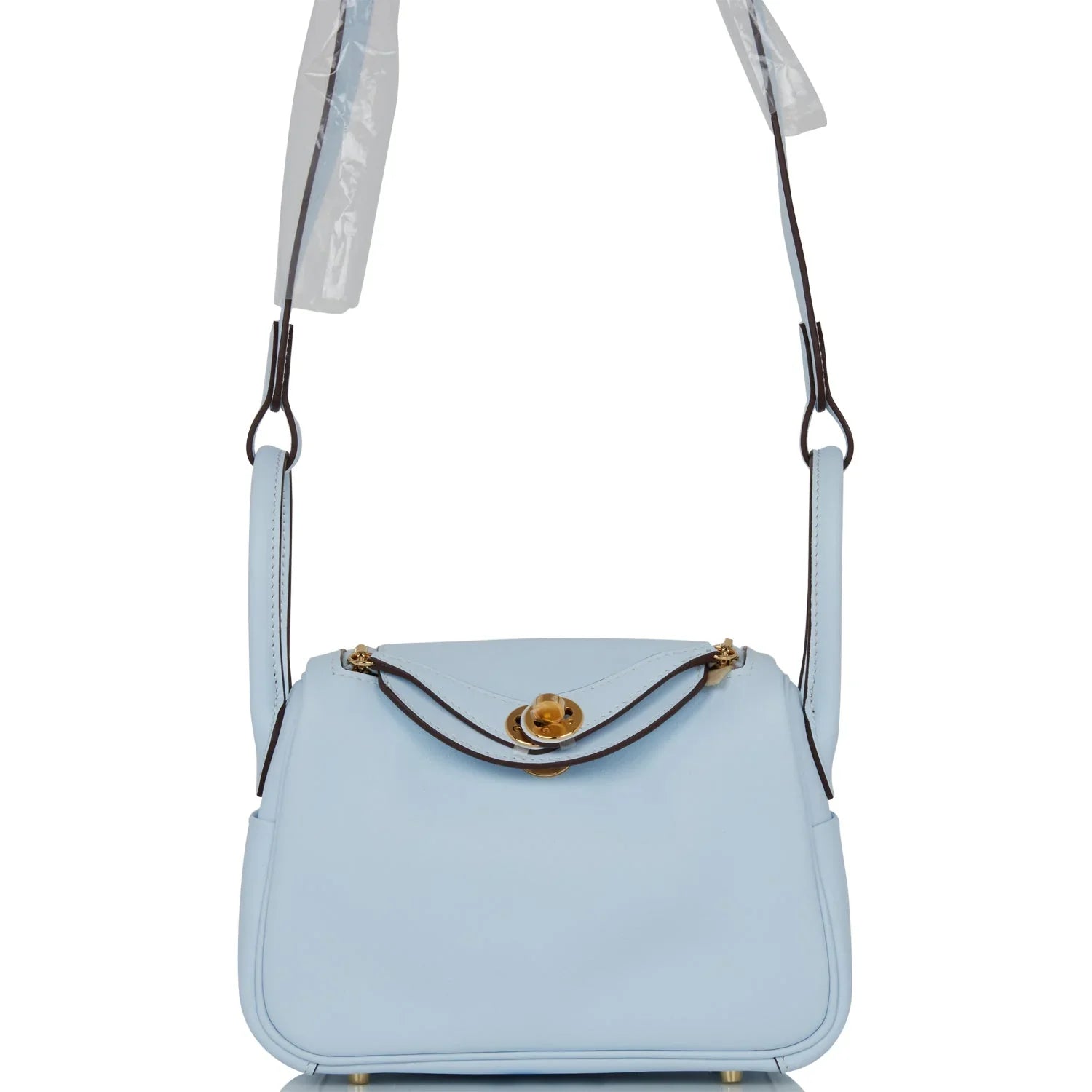 Cop Underdog Hermès Mini Lindy Bleu Brume Swift Gold Hardware - view 2