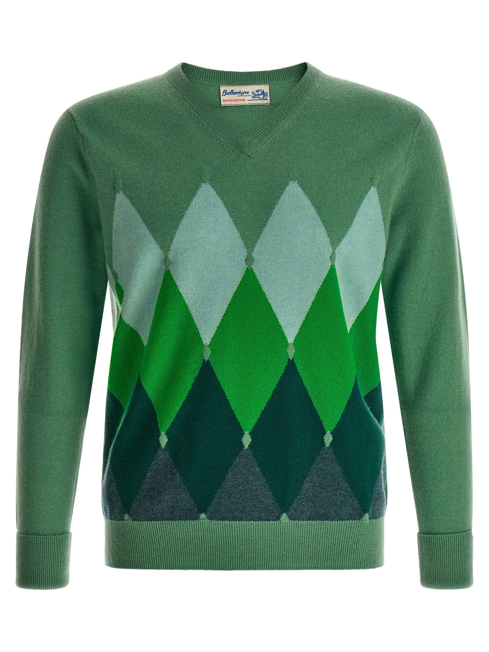 Ballantyne Classic Diamond Intarsia Sweater – 100% cashmere