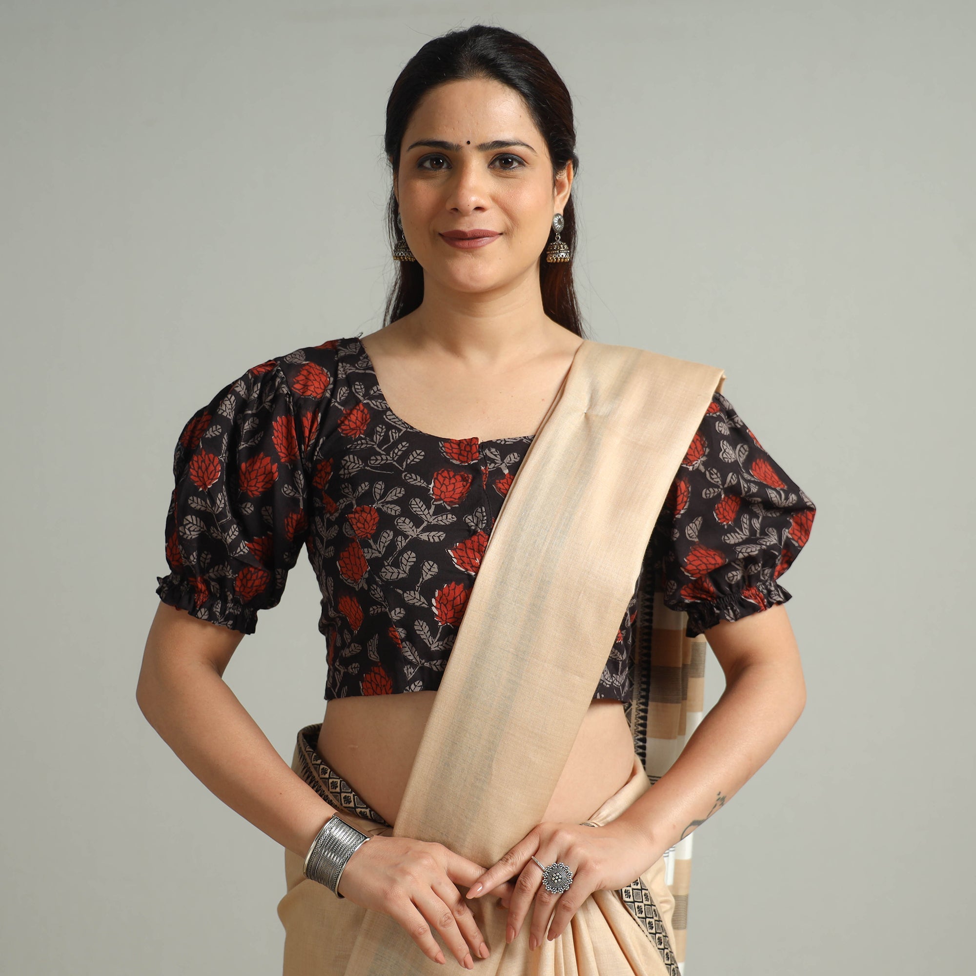 ITOKRI CASUALS Black - Bagru Block Printed Cotton Stitched Blouse 01