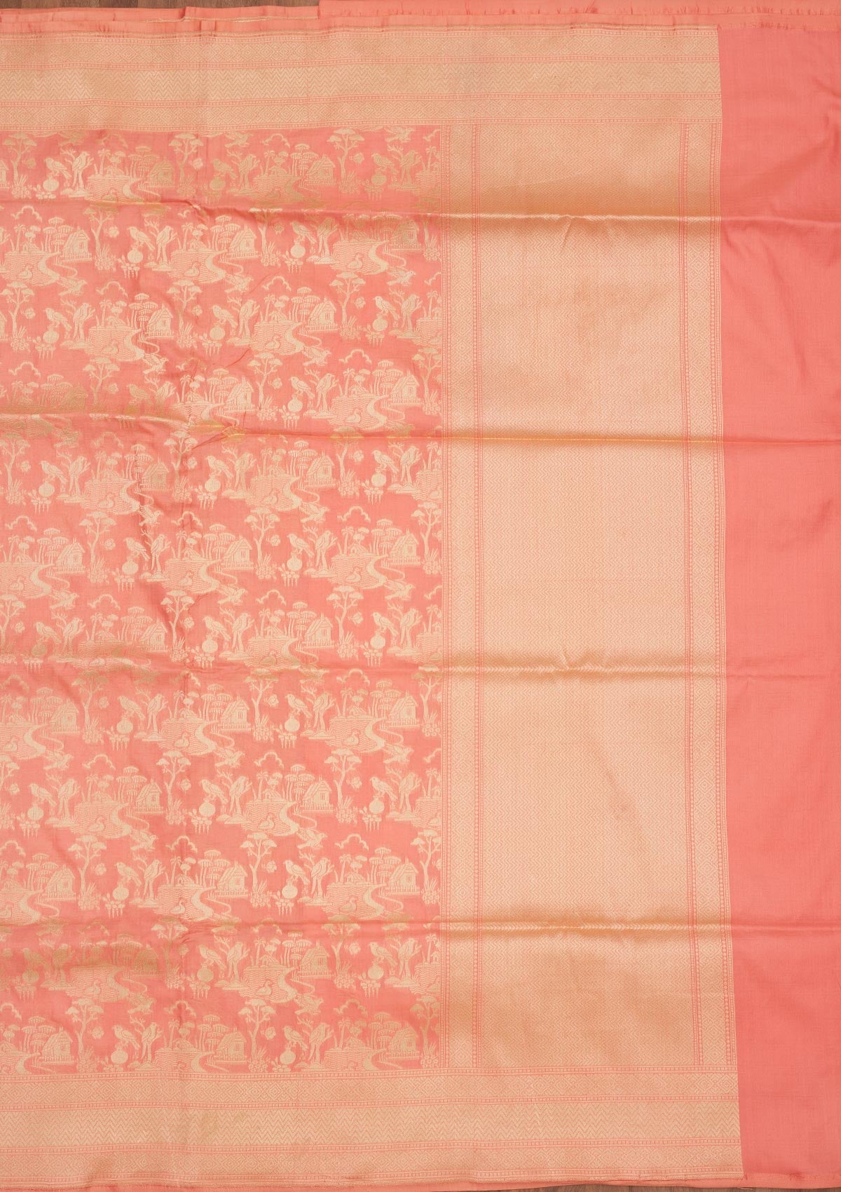 Koskii Peach Zariwork Pure Silk Saree – Women's - view 5
