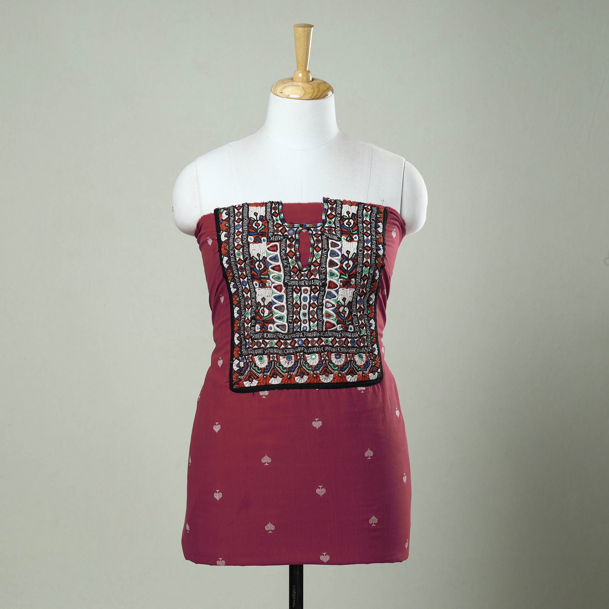 NOORI BAZAR Exclusive! Kutch Embroidery Work Cotton Kurta Material - 2.5 Meter