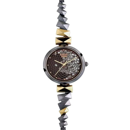 Titan Raga Facets Brown Dial Analog Stainless Steel Strap watch for Women 31mm NS95121KM01