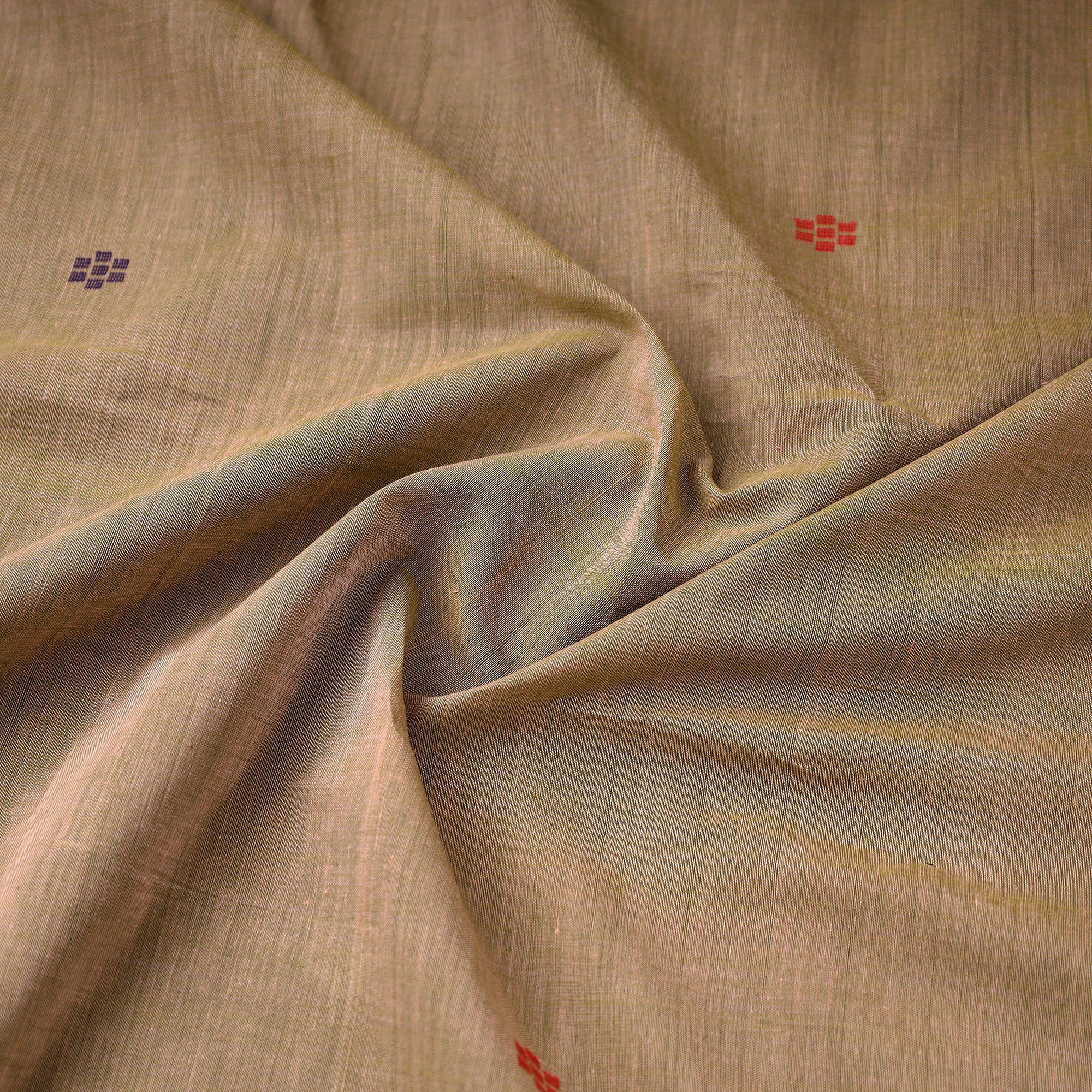 ARTISAN DIRECT BY CREATIVE DIGNITY Brown - Mangalagiri Handloom Cotton Thread Buti Fabric - view 3