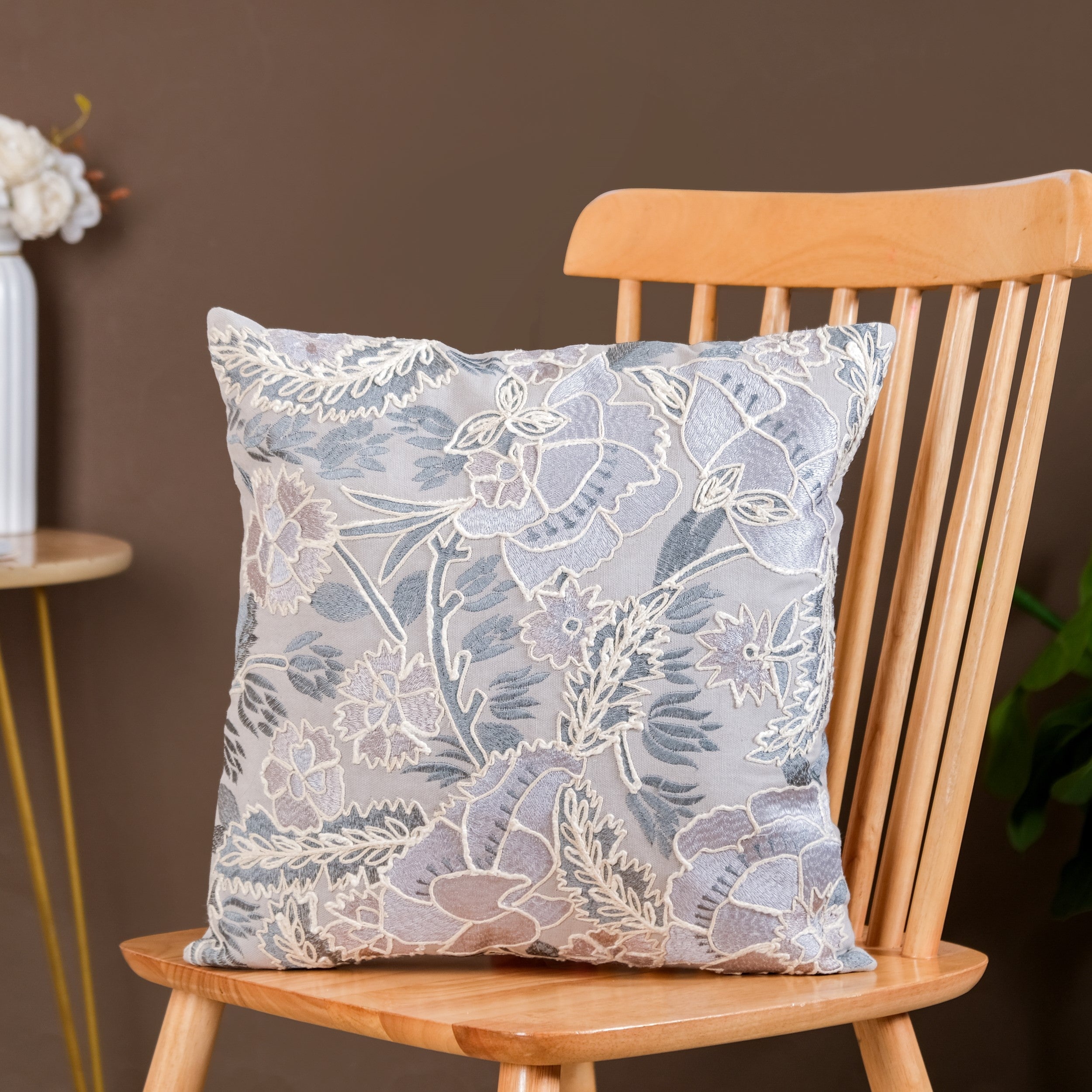 Nestasia Cool Breeze Embroidered Floral Cushion Cover 40x40 cm