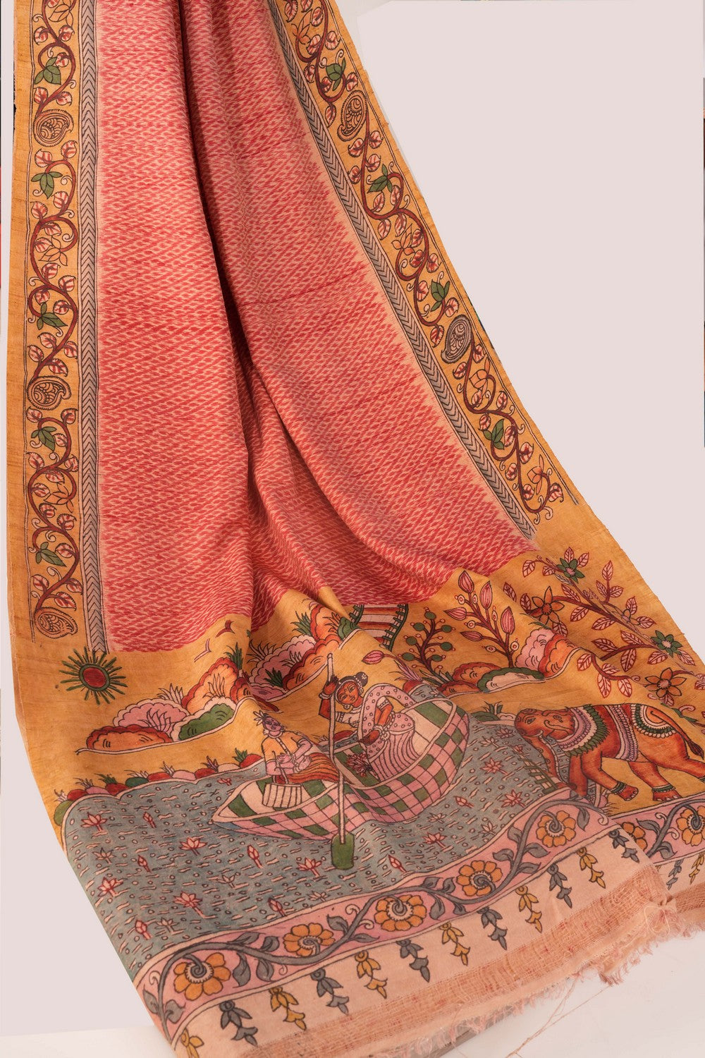Kalanjali Dupion Silk Pink Saree – Women's - view 2