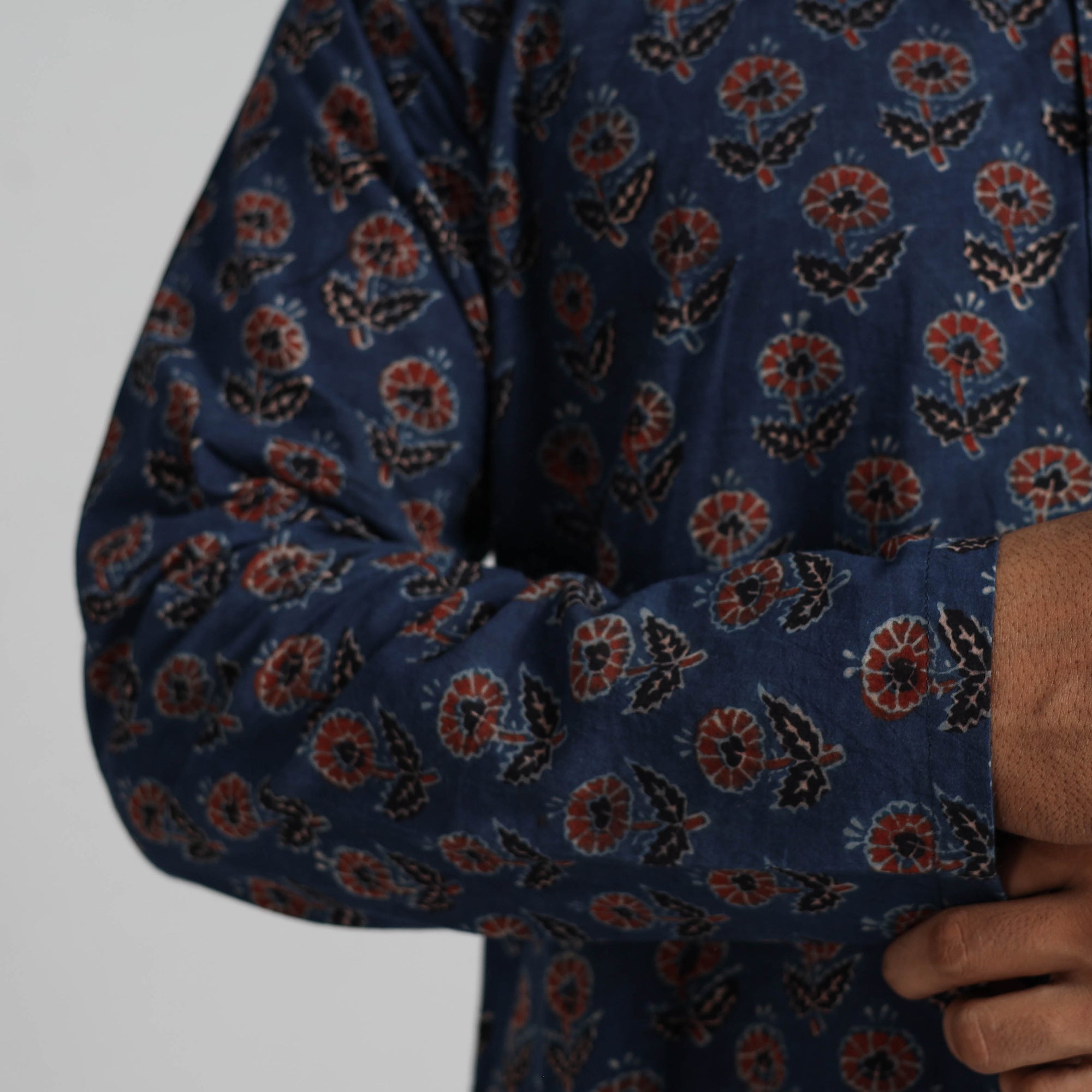 ITOKRI CASUALS Ajrakh Block Printed Cotton Men Long Kurta 18 - view 8