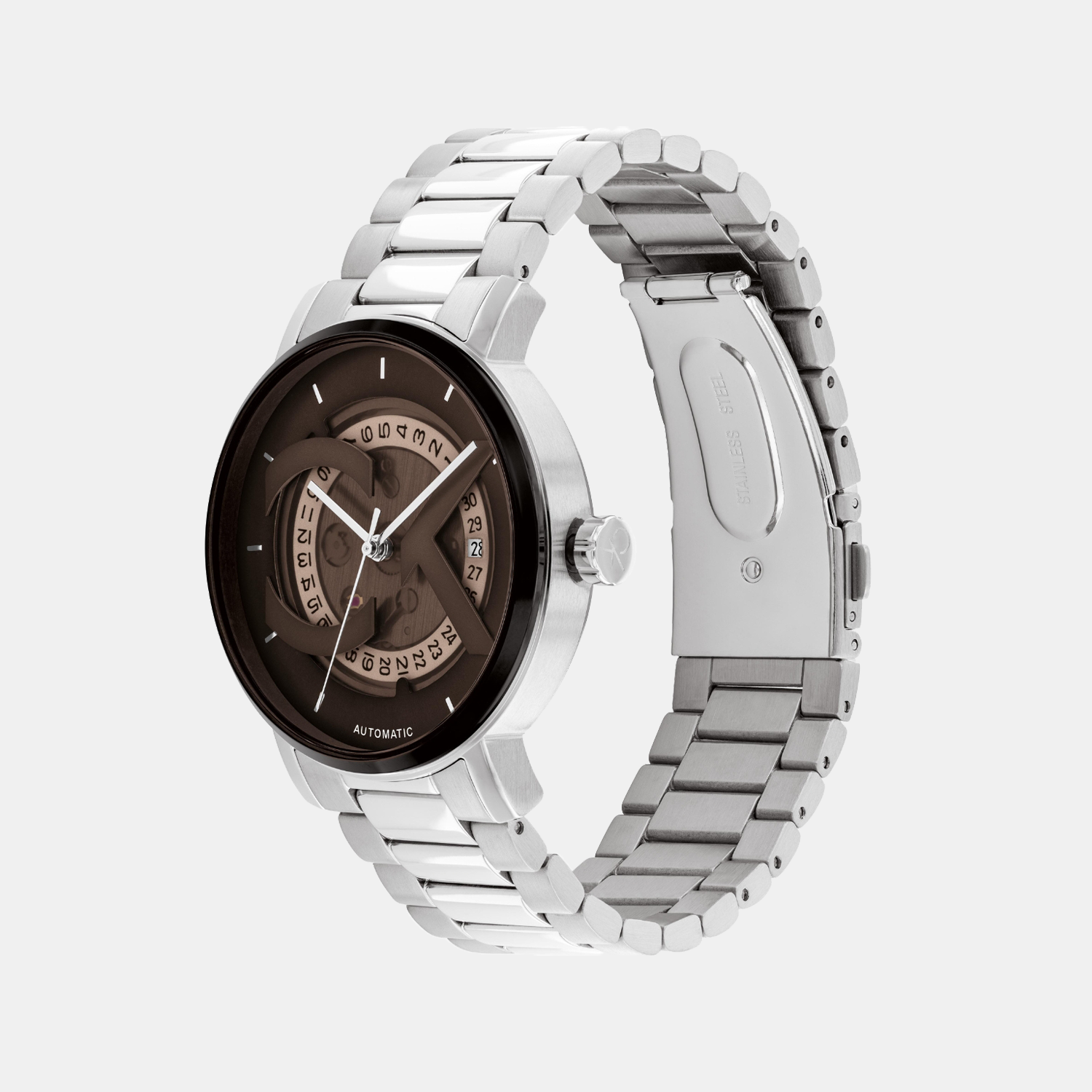 Calvin Klein Ck Iconic Unisex Automatic Brown Dial Analog Stainless Steel Watch 25300018 - view 2