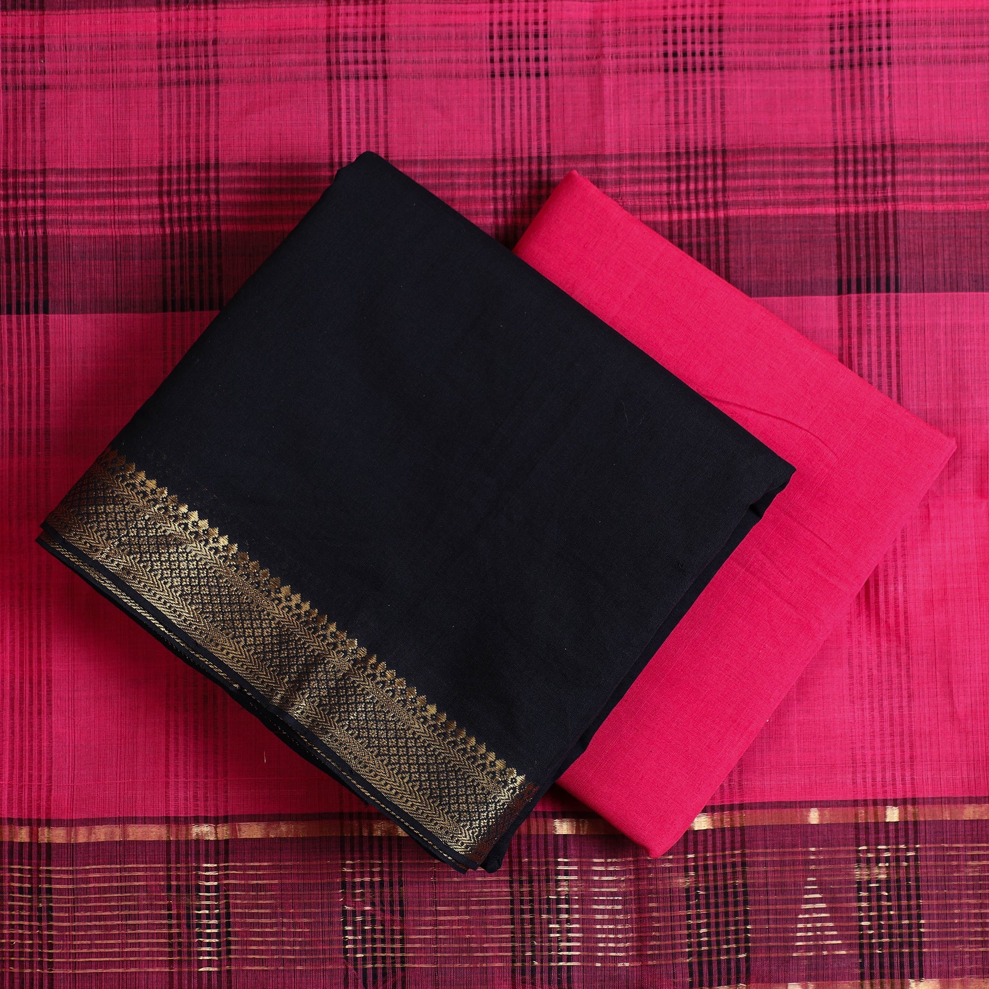 SOUTH KARGHA Black - 3pc Handloom Cotton Mangalagiri Dress Material 12 - view 2