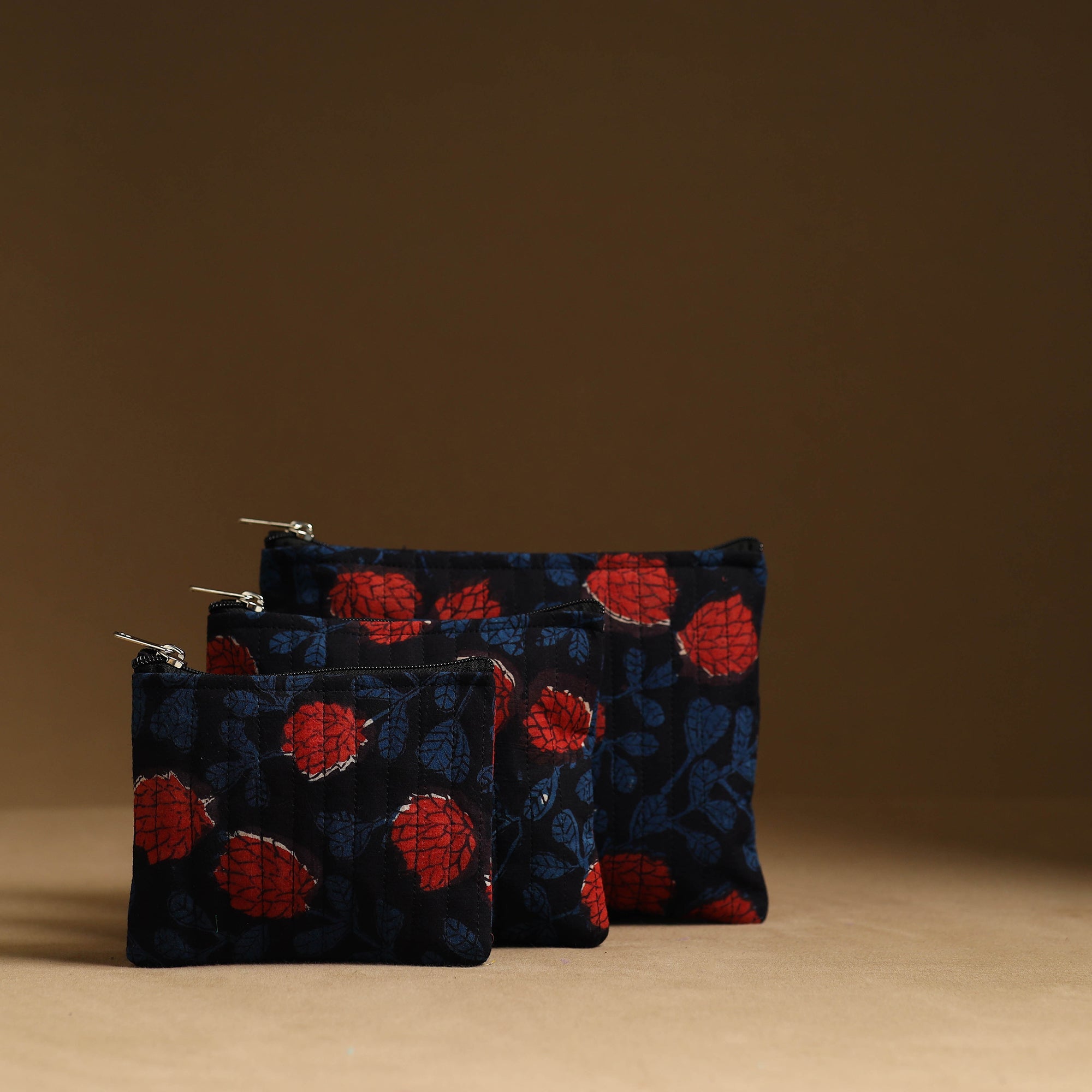 NOORI BAZAR Black - Handmade Cotton Multipurpose Utility Pouches (set of 3) 32