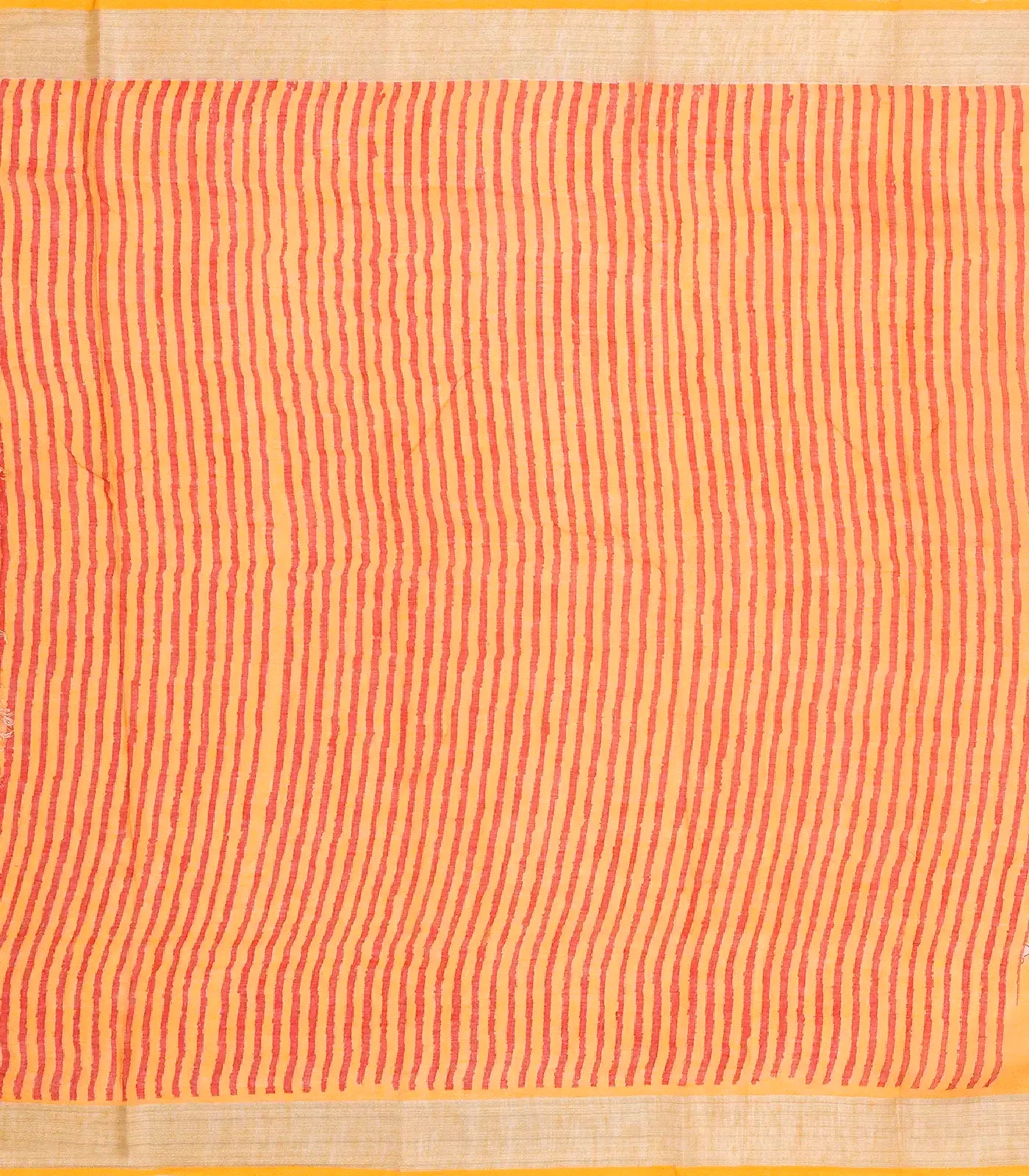 RmKV Orange Handloom Linen Saree With Printed Bird Motifs - view 4