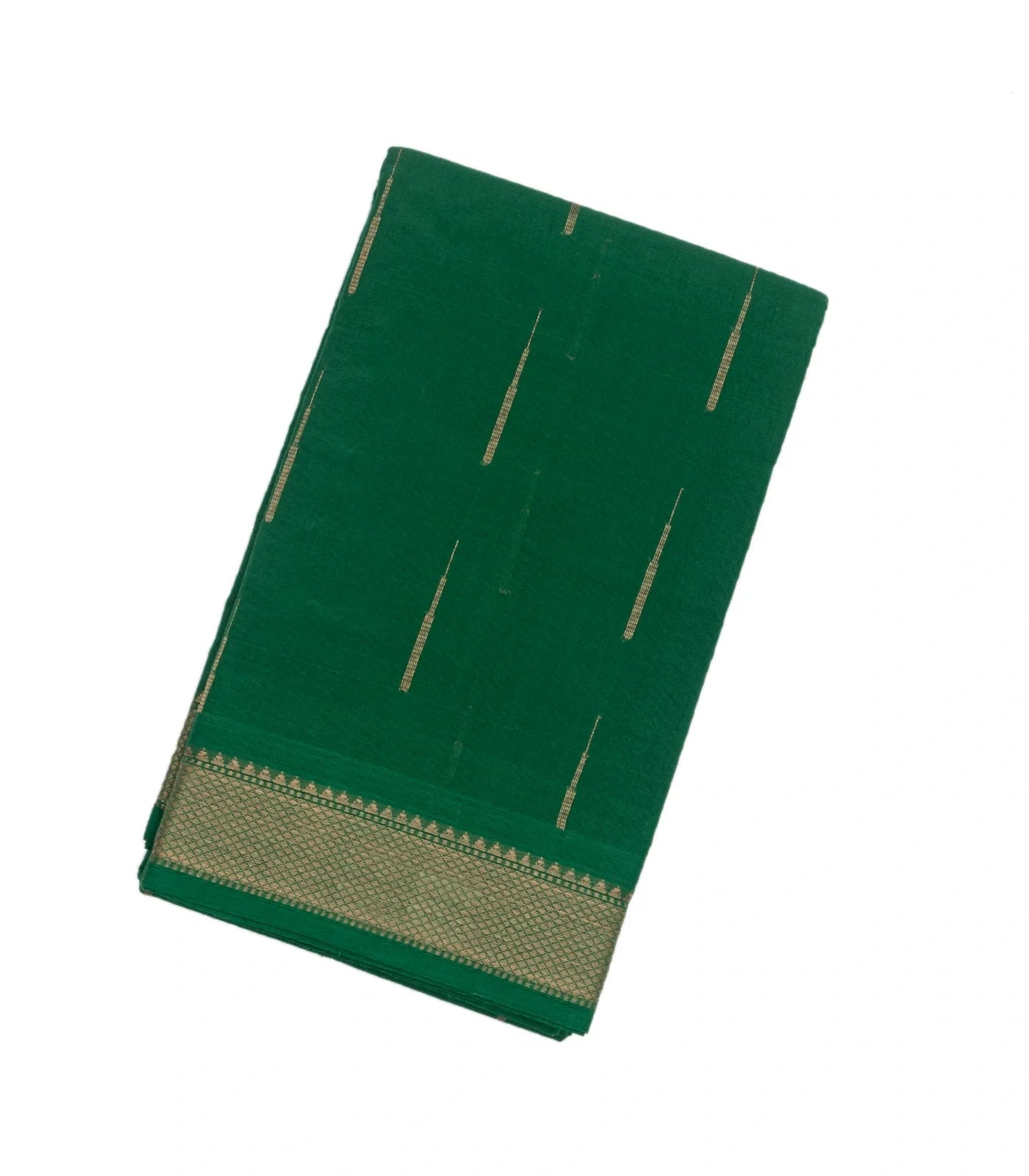 RmKV Green Handloom Kanchi Cotton Saree With Raindrop Buttas