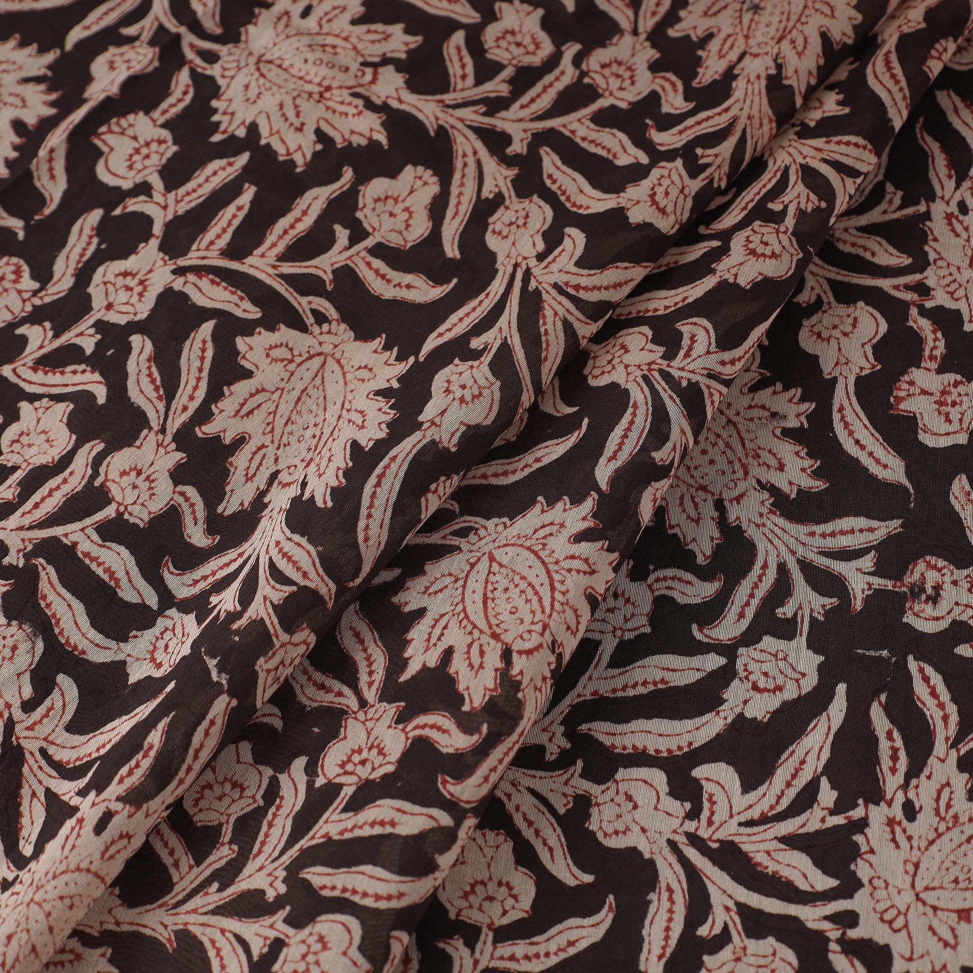 PITCHUKA SRINIVAS KALAMKARI PEDANA Black - Pedana Block Printed Silk Kalamkari Fabric 06 - view 2