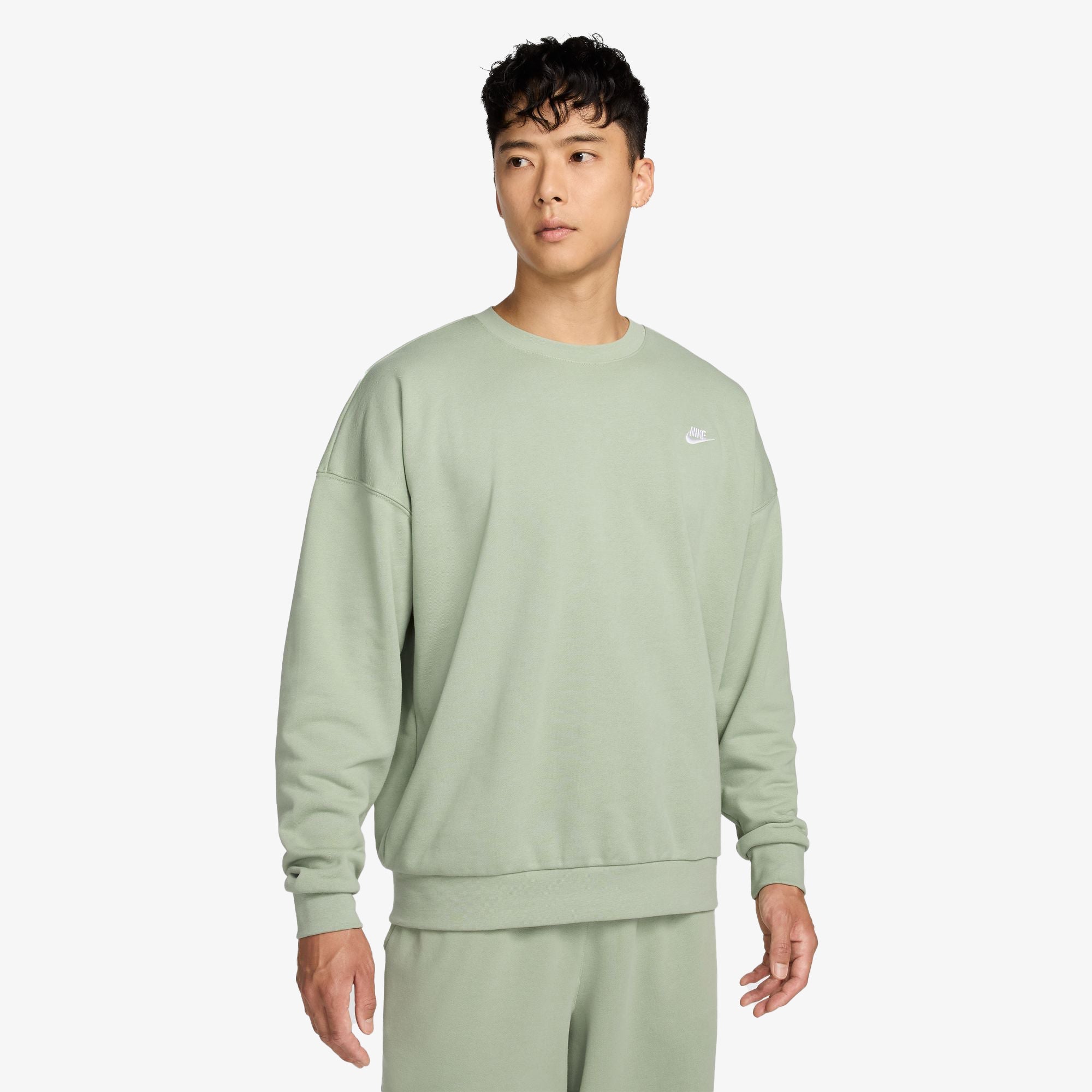 Nike | Club Fleece Oversized French Terry Crew { Jade Horizon/jade Horizon/white