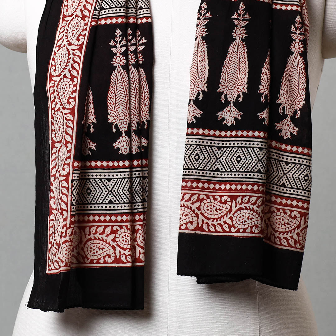 BAGH PRINTS BY MOHAMMED BILAL KHATRI Black - Bagh Hand Block Printed Cotton Stole - view 3