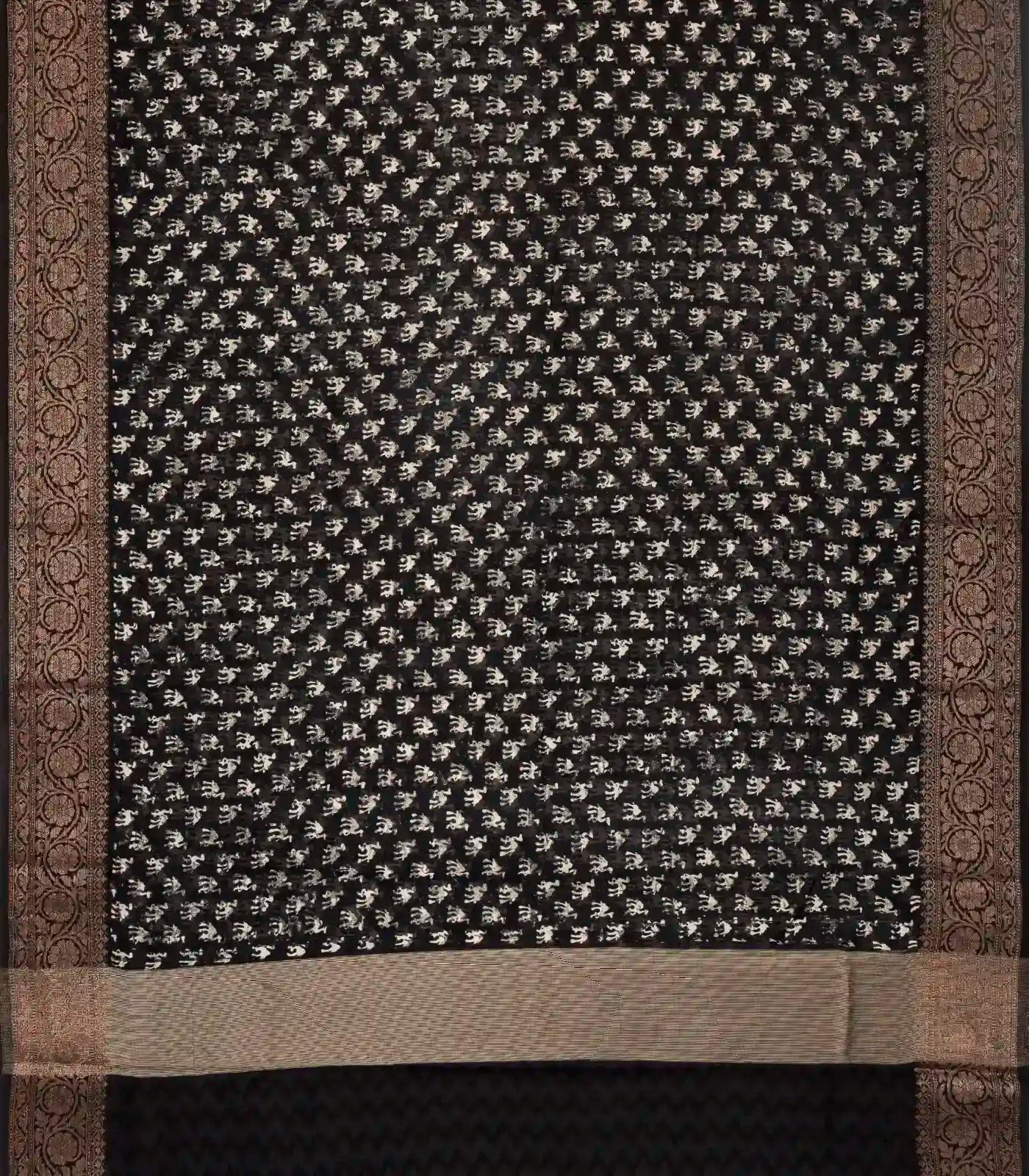 RmKV Black Woven Chanderi Cotton Saree Printed With Camel Motifs - view 2