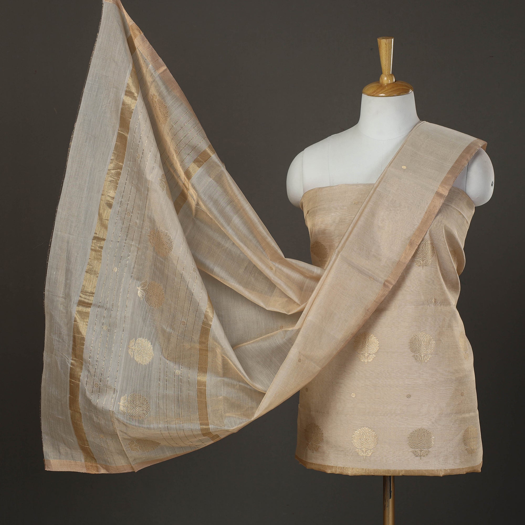 CHANDERI BY RAUPH KHAN 2pc Tissue Zari Handloom Chanderi Silk Dress Material 07