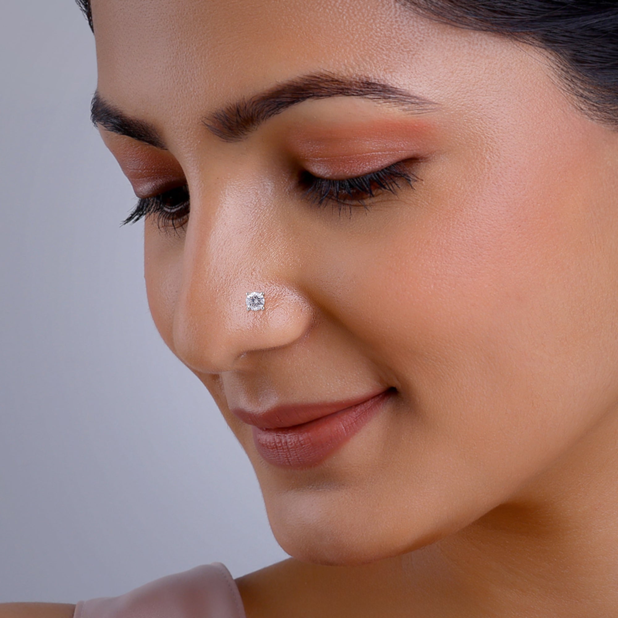 GIVA Jewellery Rose Gold Minimal Diamond Nose Pin - view 3