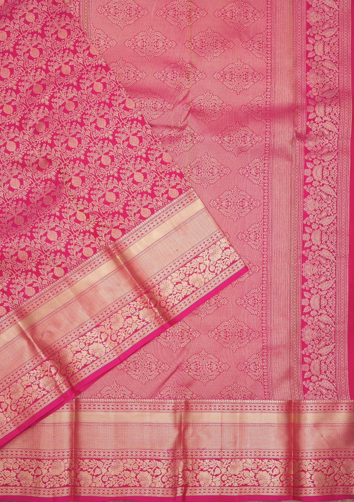 Koskii Magenta Pink Zariwork Pure Silk Saree – Women's - view 3