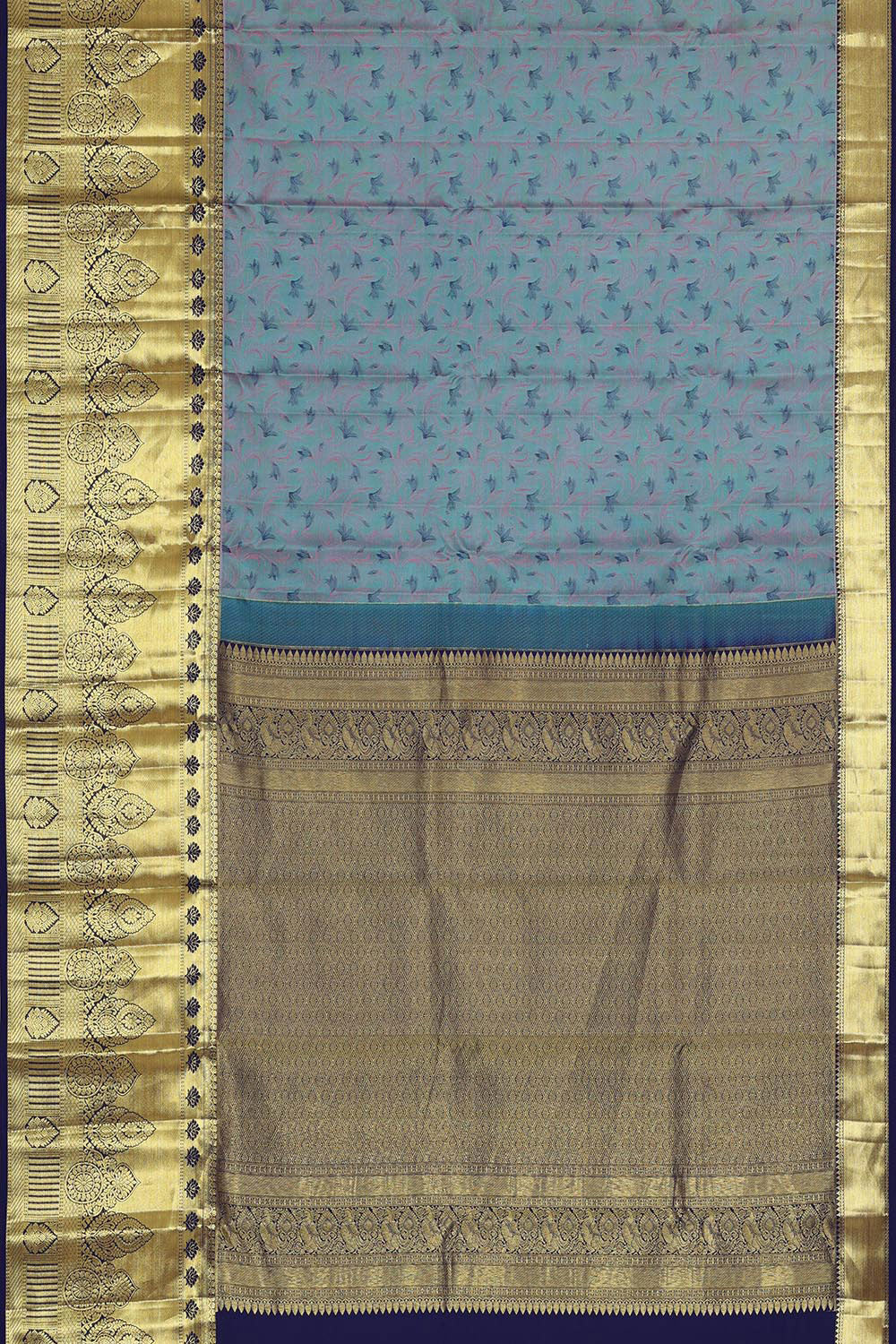 Kalanjali Kanchipattu Bluish Grey Brocade Saree - view 3