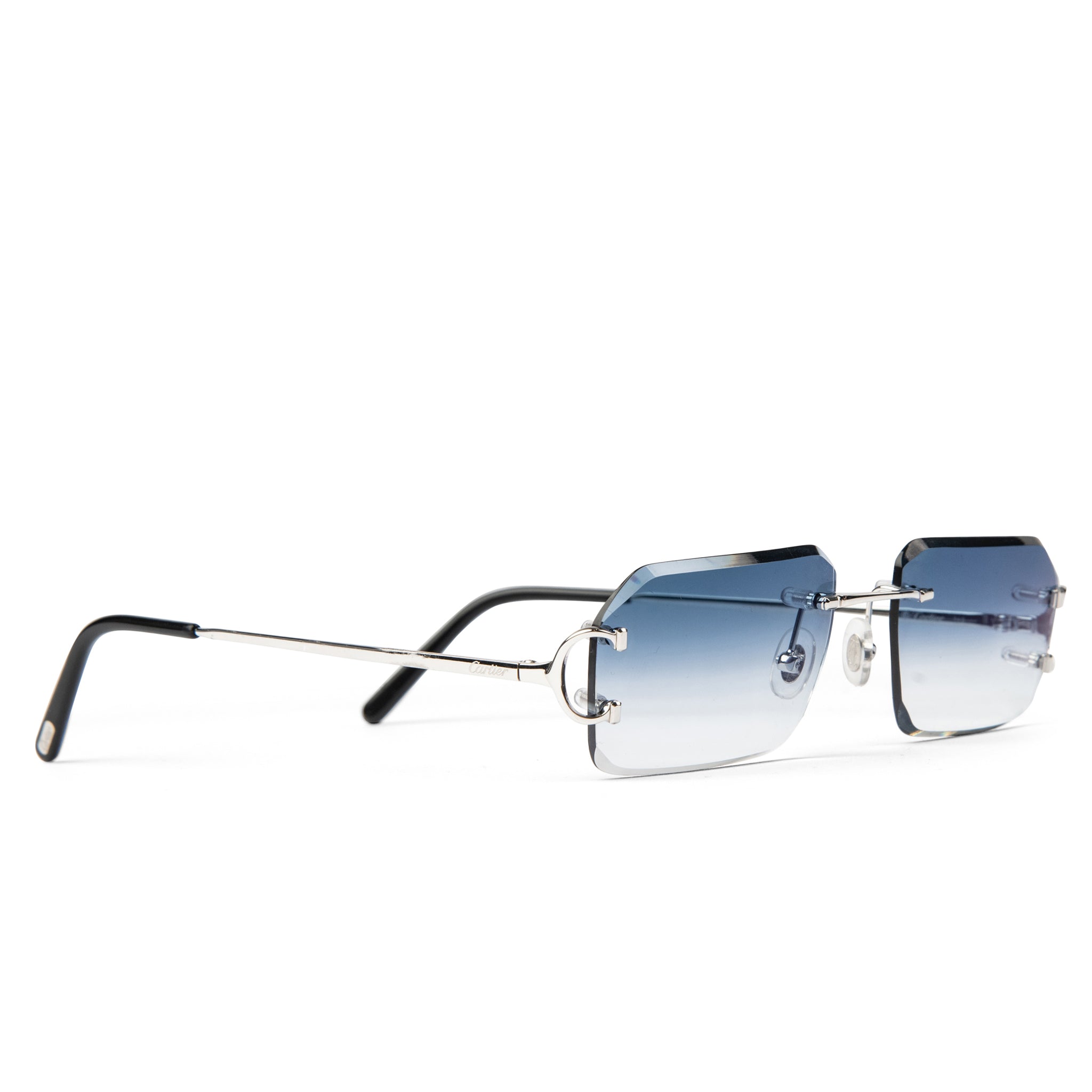 Cartier Eyewear Custom CT0092O-002 C Decor Silver Blue Rimless Sunglasses - view 2