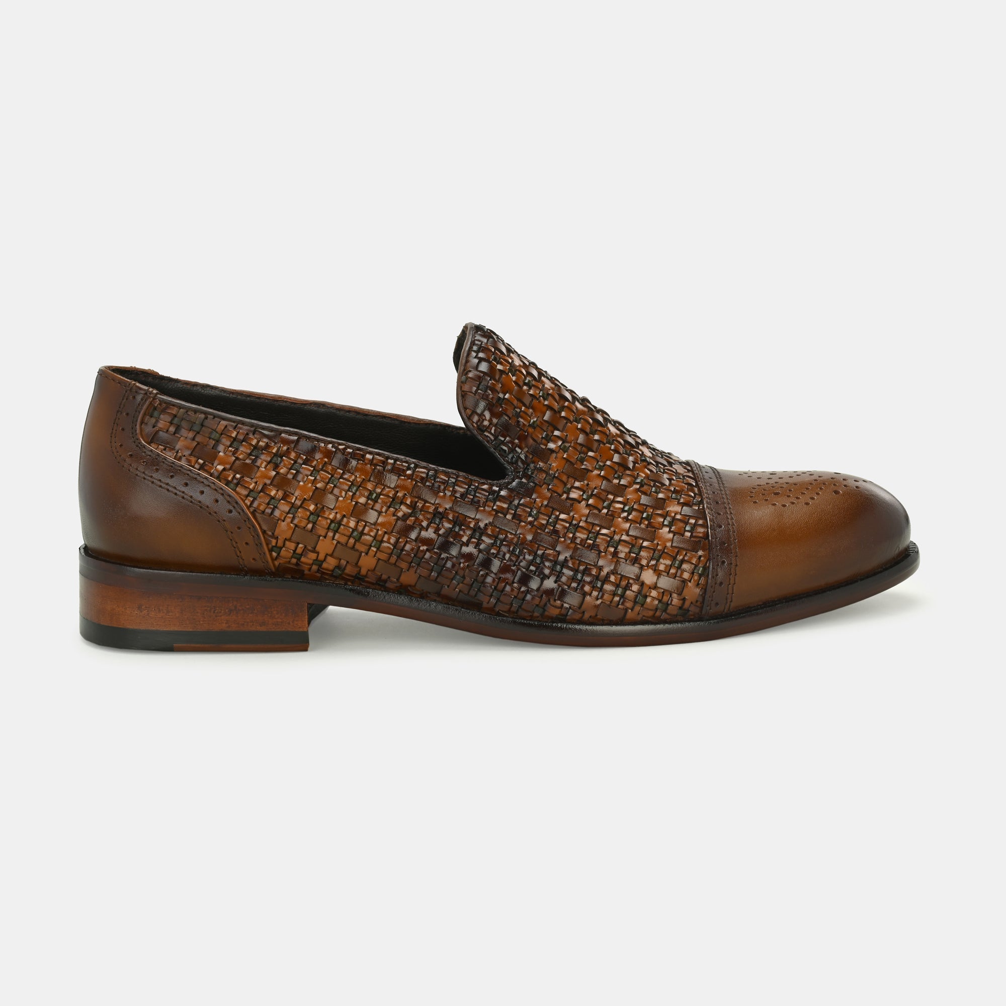Tan Semi Brogue Loafers by Lafattio - view 2