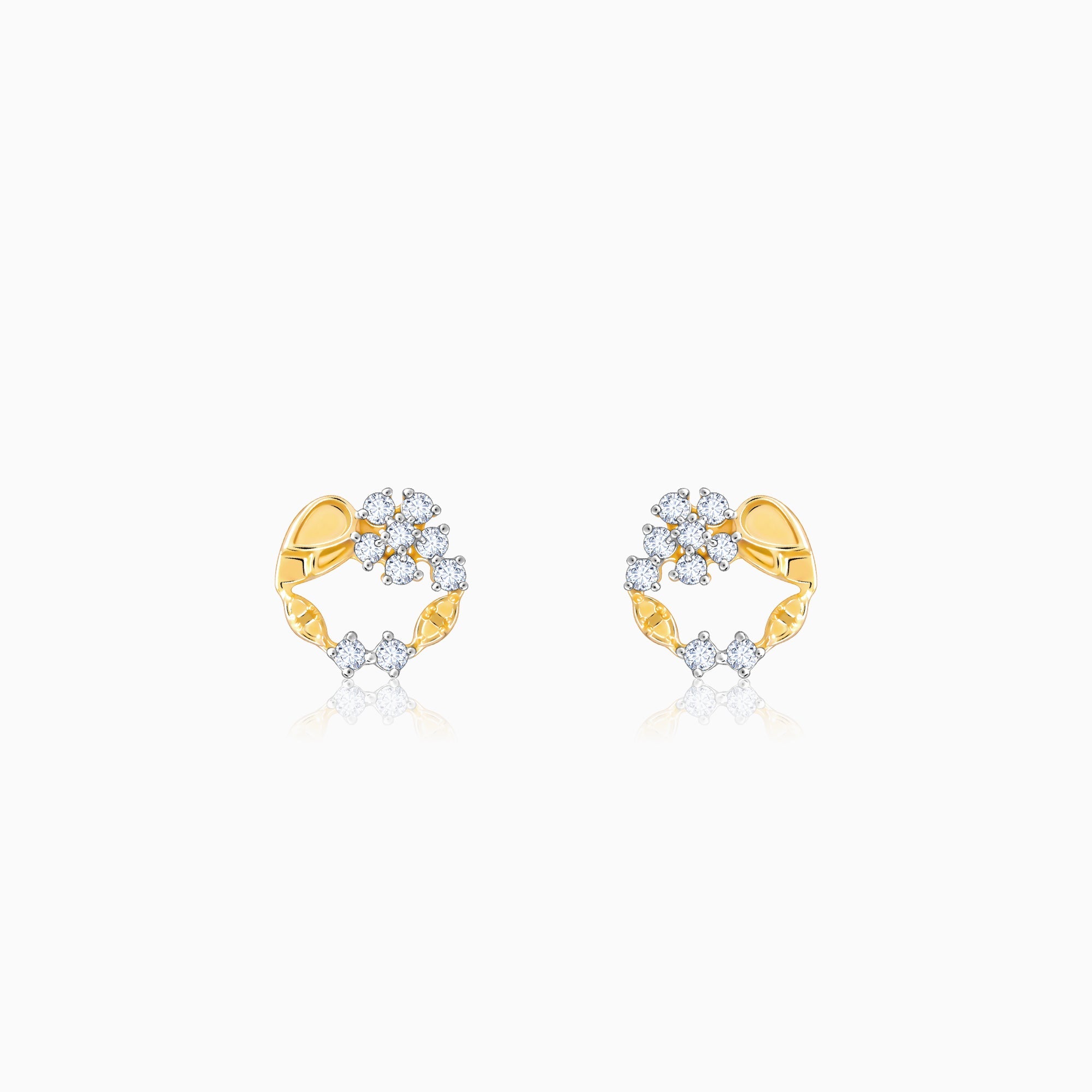 GIVA Jewellery Gold Unfurl Diamond Earrings