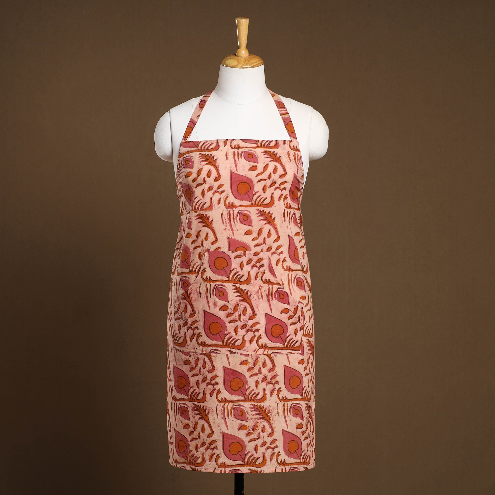 JALPARI Beige - Bagru Block Print Cotton Apron with Pocket 21