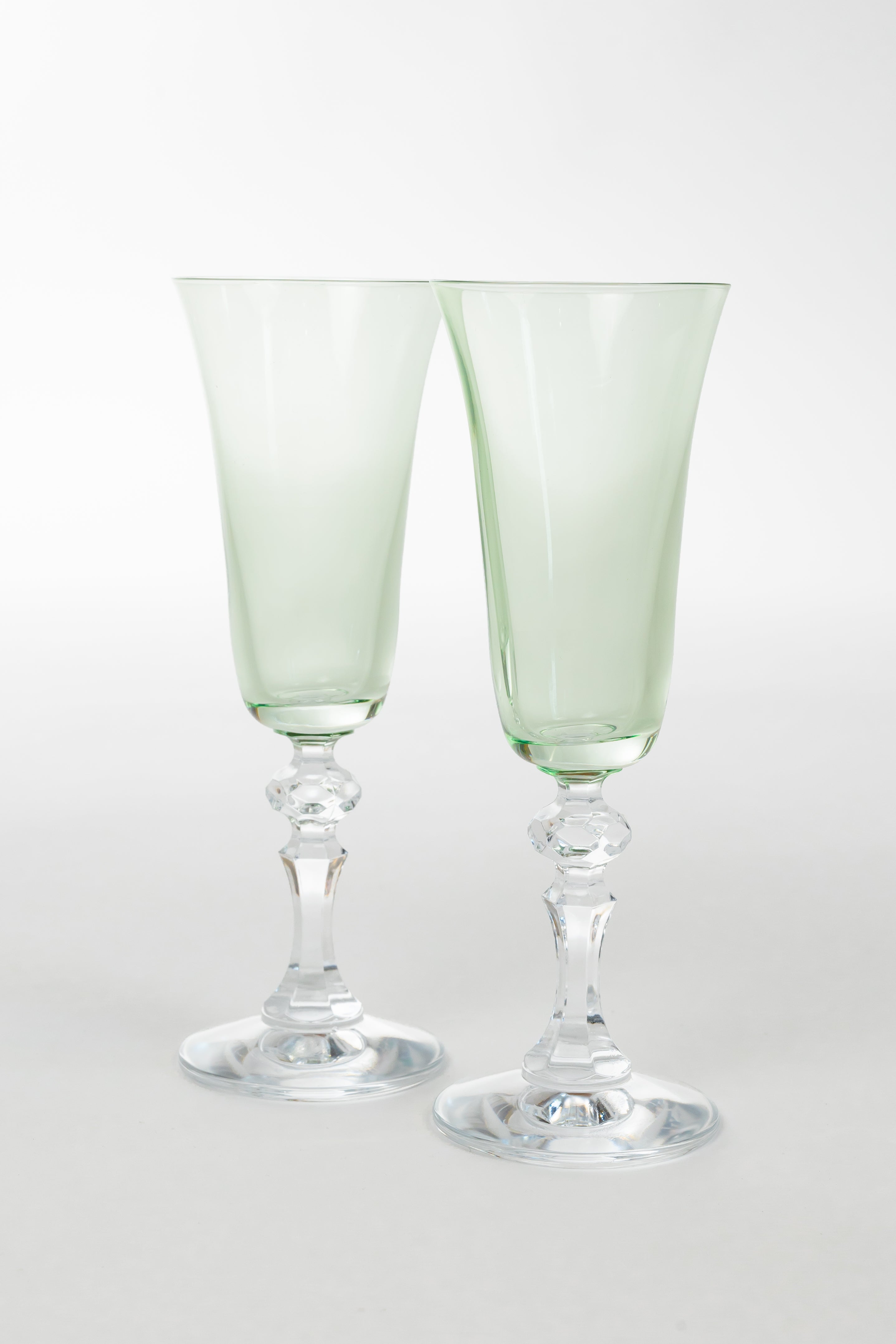 Estelle Colored Glass Estelle Colored Regal Flute With Clear Stem - Set of 2 {Mint Green}