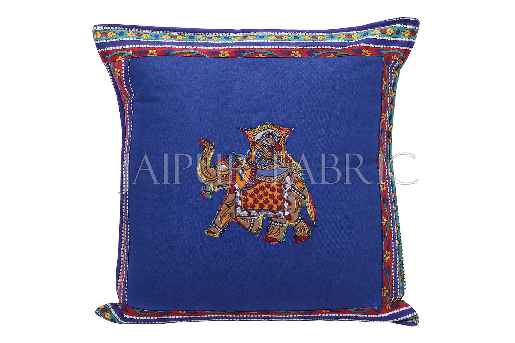 JaipurFabric® Blue Color Traditional Patch Work Cotton Cushion Cover - view 3